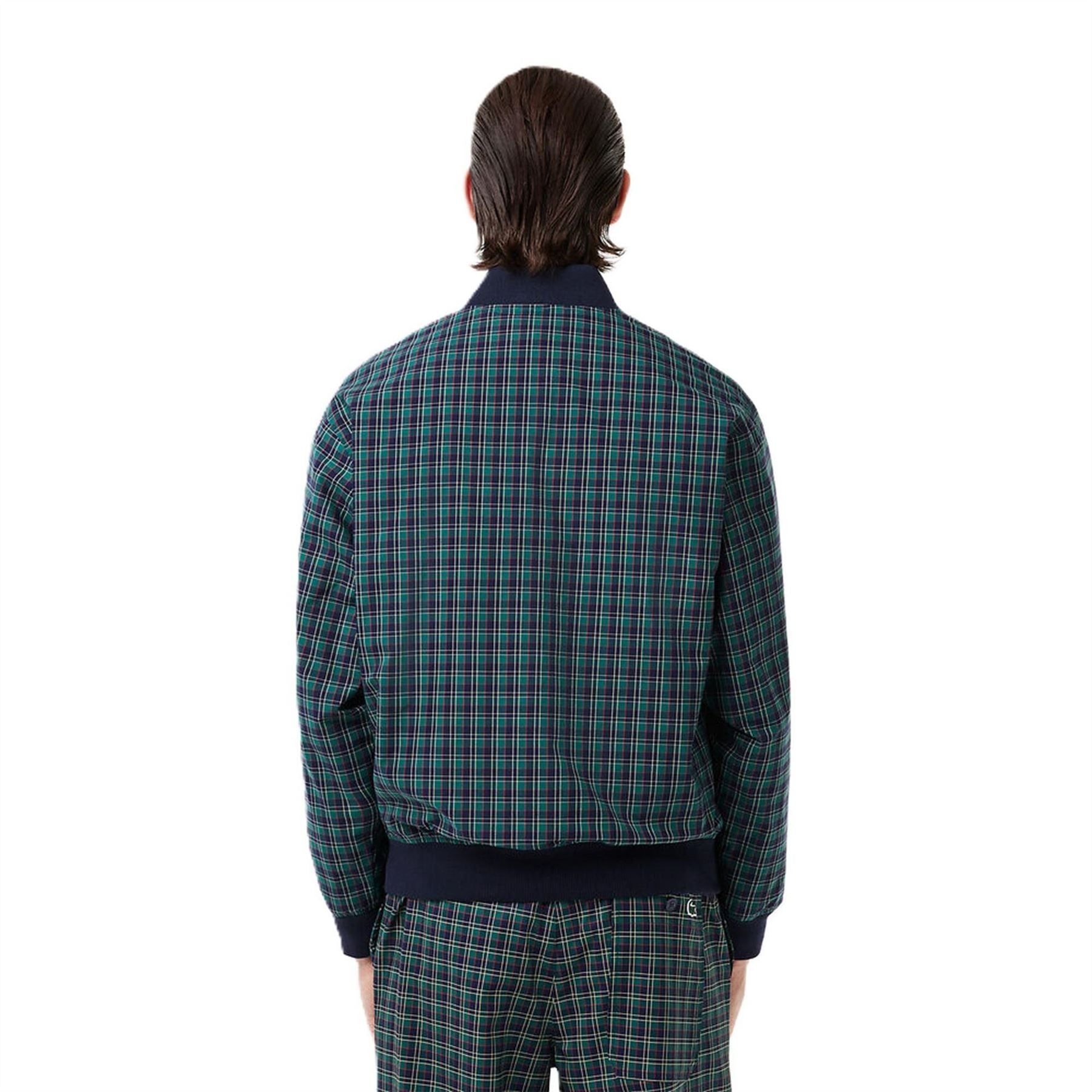 Lacoste Checked Harrington Merino Wool Long Sleeve Bomber Jacket