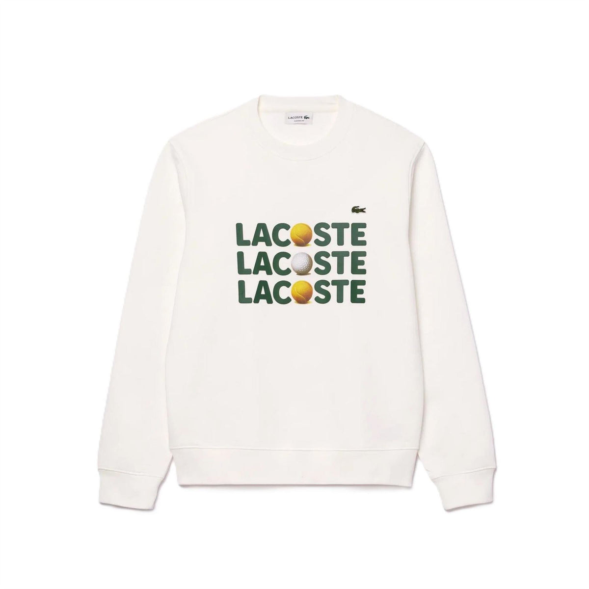 Lacoste Ribbed Cuff Lettering Crew Neck Sweater