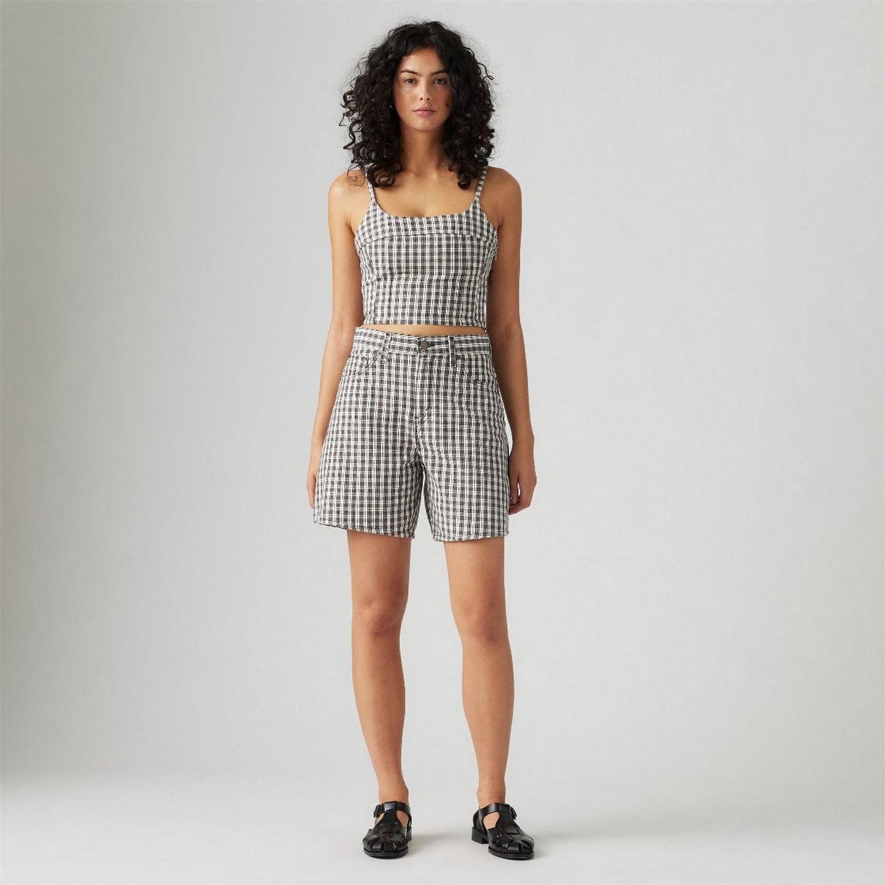 Levis Milo Plaid High Baggy Denim Shorts