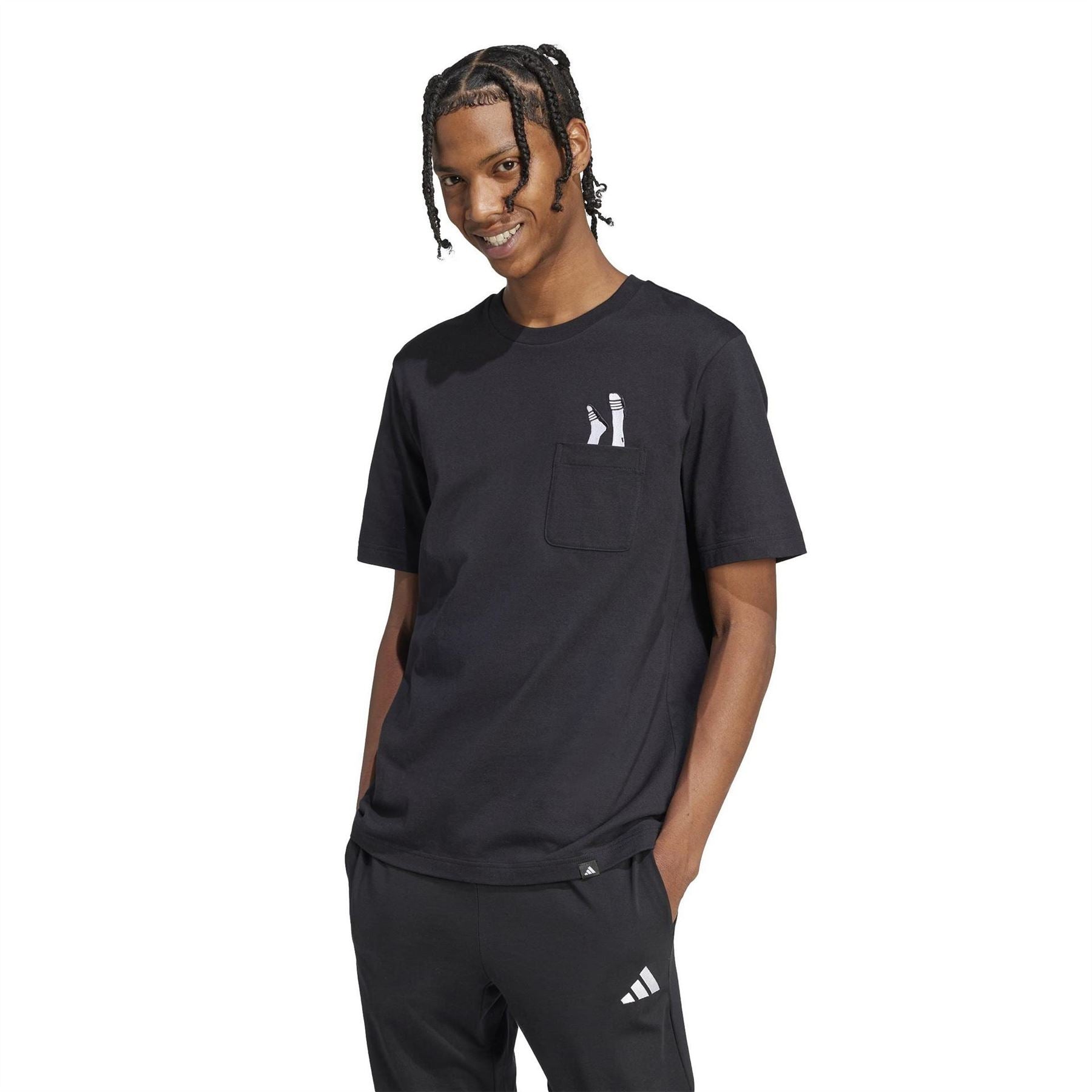 adidas Lounge Slides Graphic Pocket T-Shirt Adults