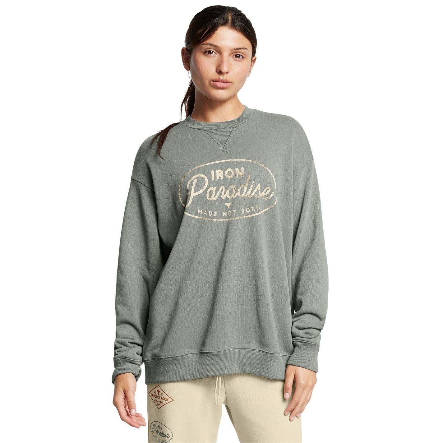 Under Armour Rock Lettering Relaxed Fit Drop Shoulder Long Sleeve Crew Neck Sweatshirt