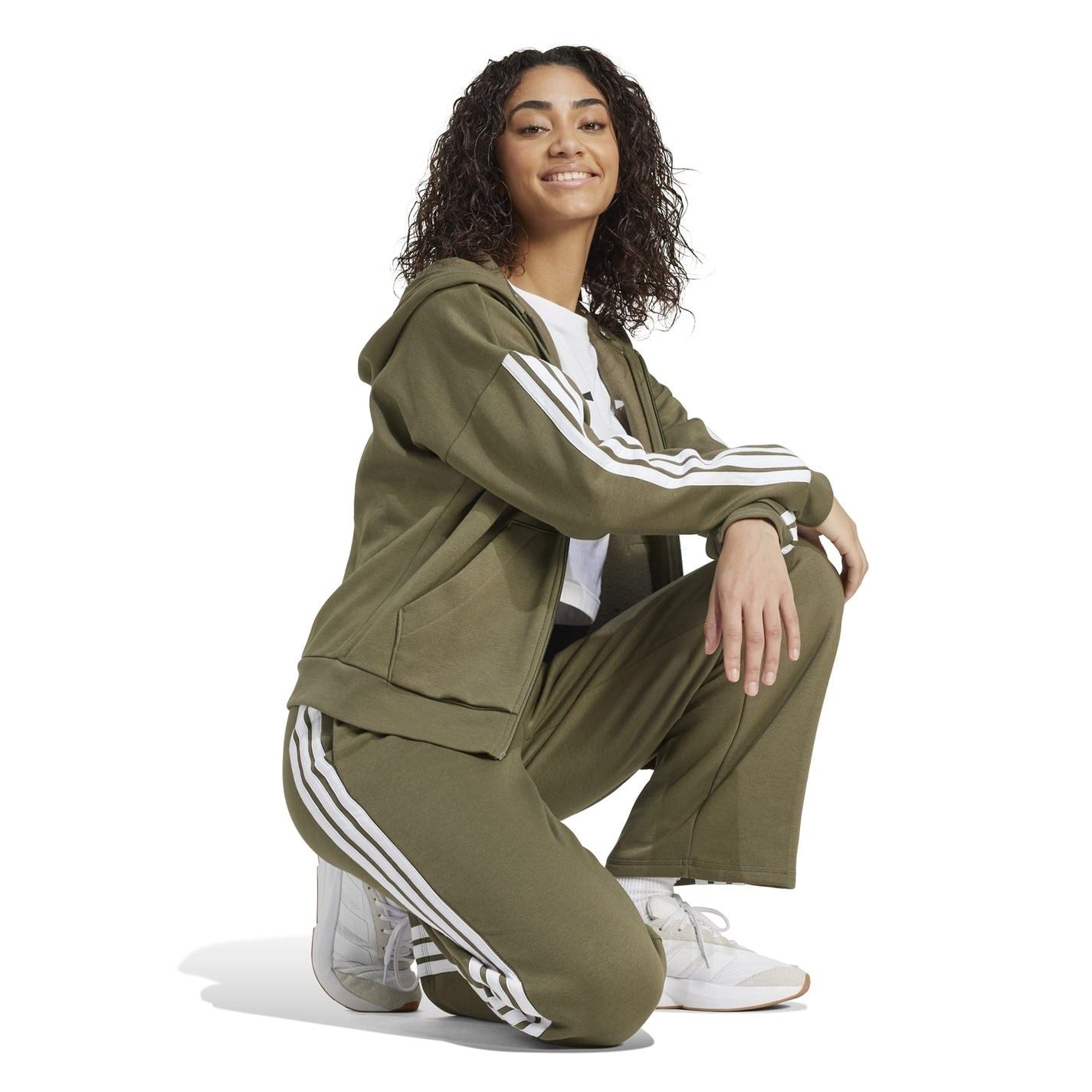 adidas Womens Essentials Wide Leg Fleece Pant