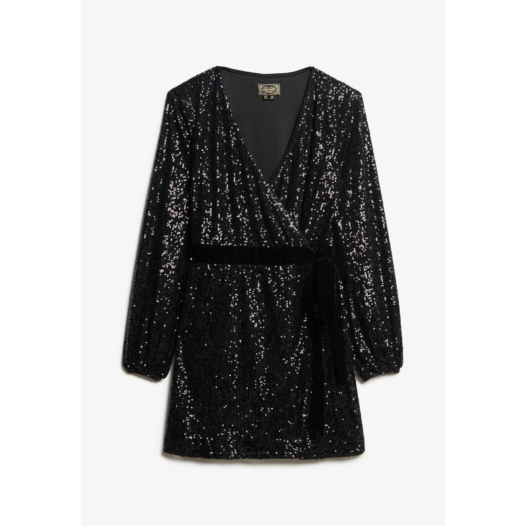 Superdry Sequin V-Neck Mini Wrap Dress