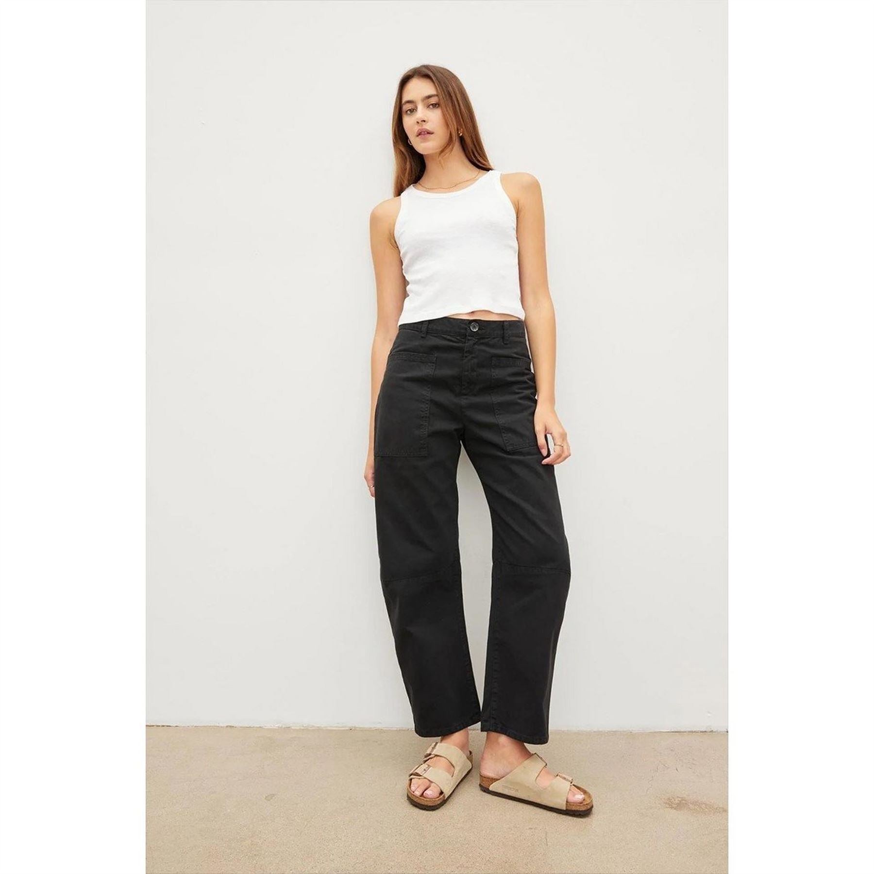 Velvet by Graham and Spencer Solid Patterned Straight Cargo Trousers