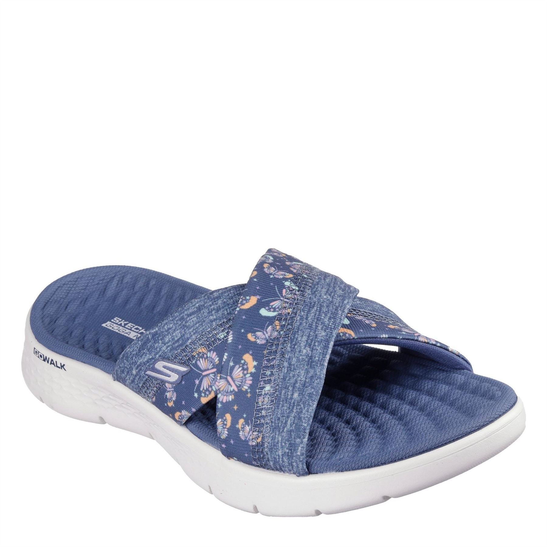 Skechers Womens Butterfly Print Memory Foam Straps Flat Sandals