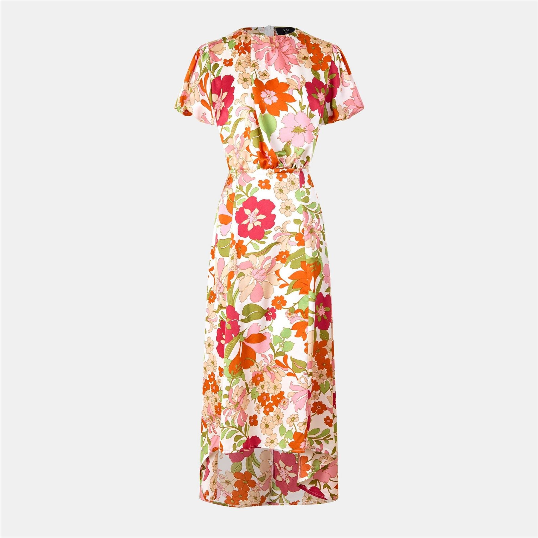 AX Paris Floral Printed Puff Sleeve Tie Waist Midi Dress