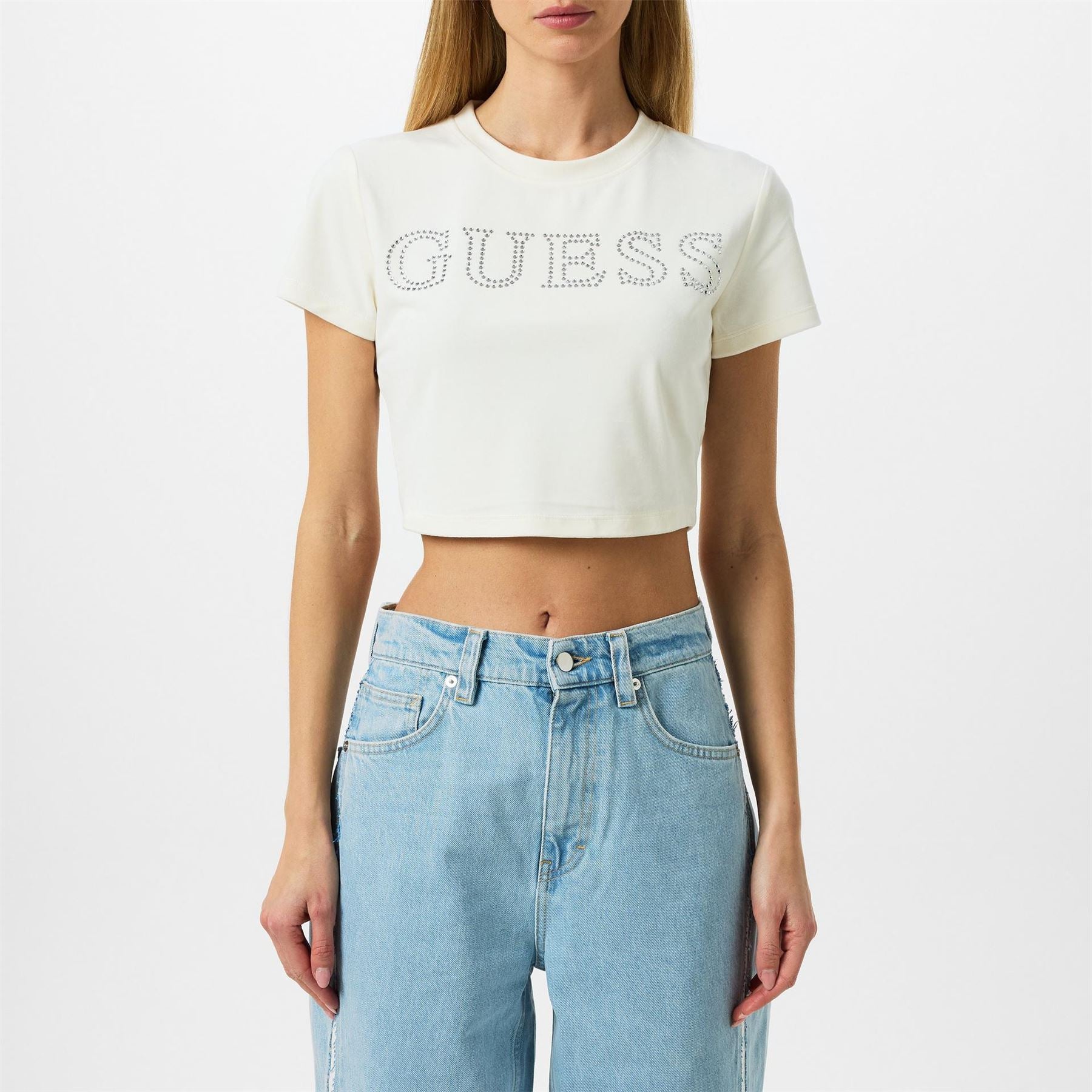 Guess Couture Cropped Crew Neck T-Shirt