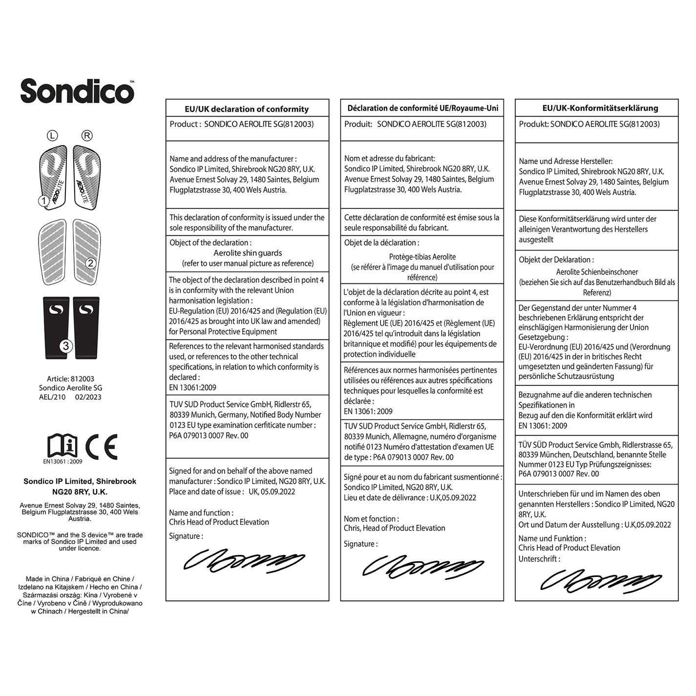 Sondico Aerolite High Performance Shin Guards