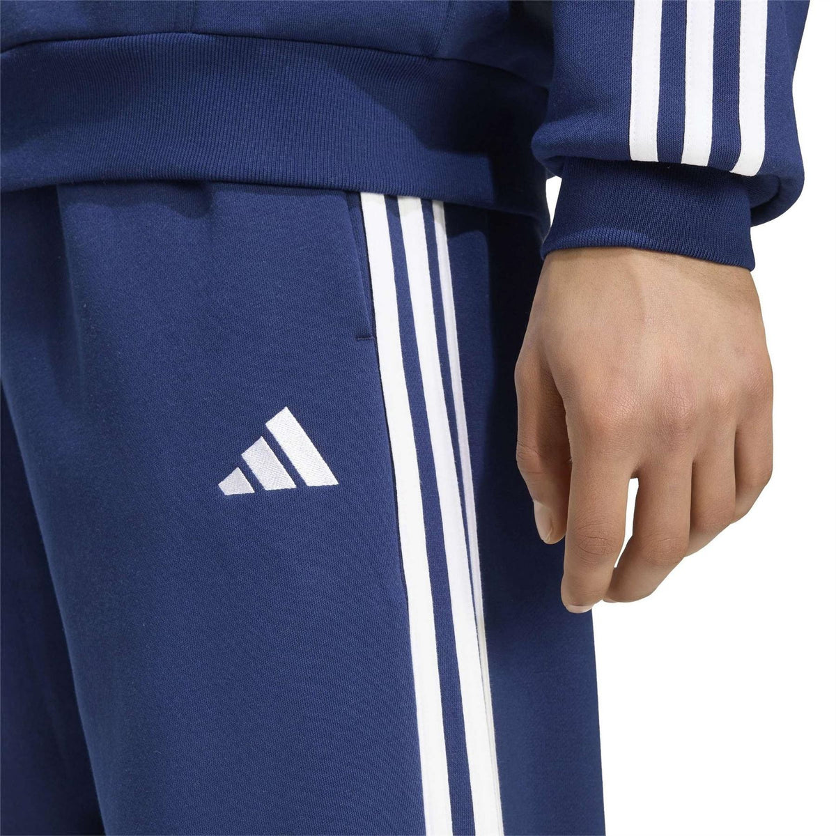 adidas Fleece Tapered Cuff 3 Stripes Joggers M
