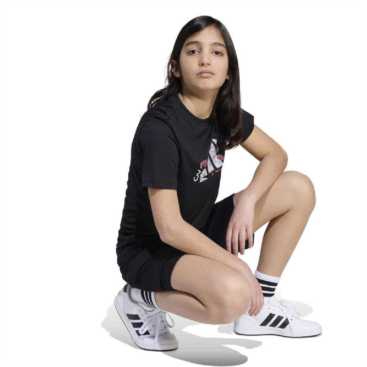 adidas Juniors Crew Neck Short Sleeve Graphic T-Shirt
