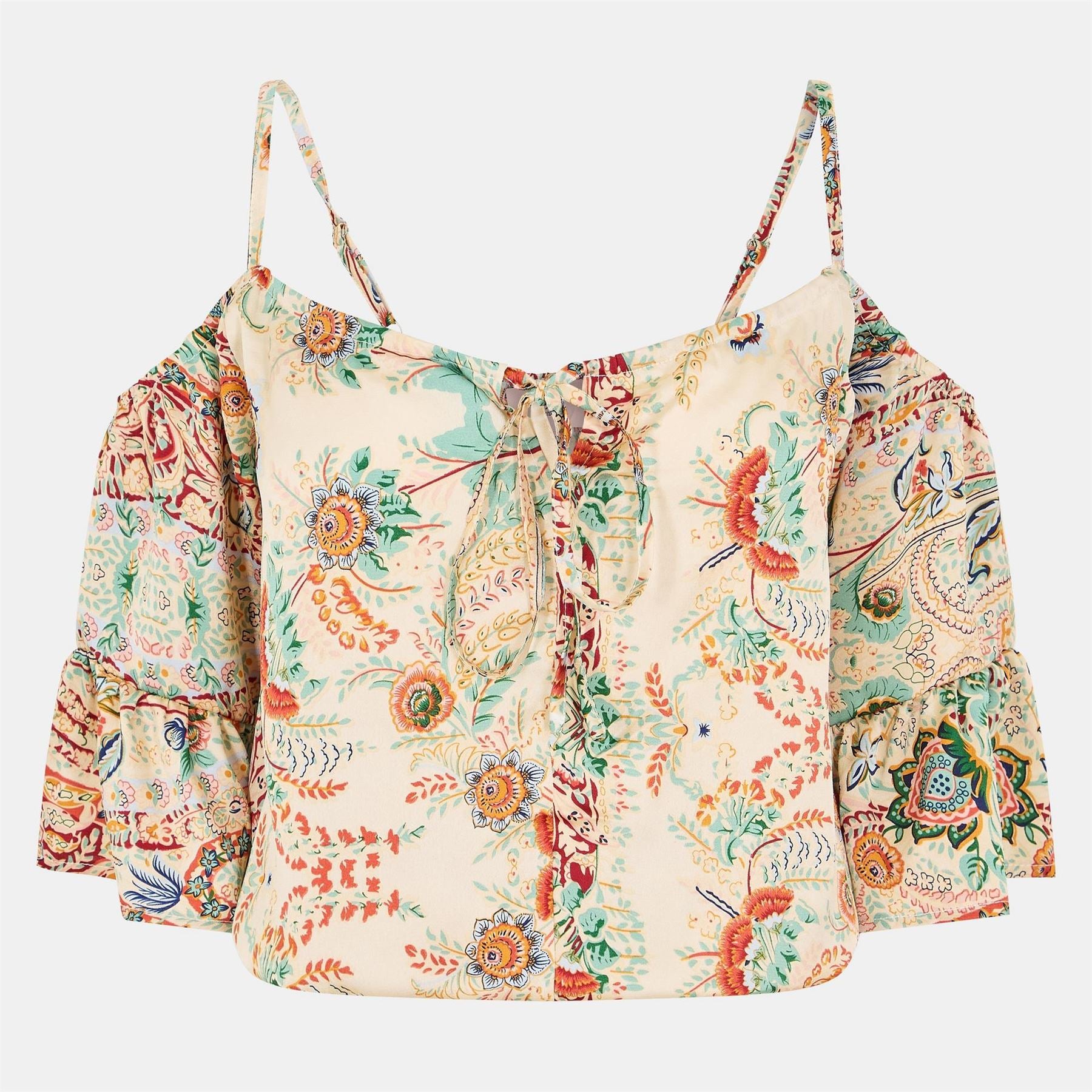 AX Paris Paisley Print Cut Out Shoulder Top