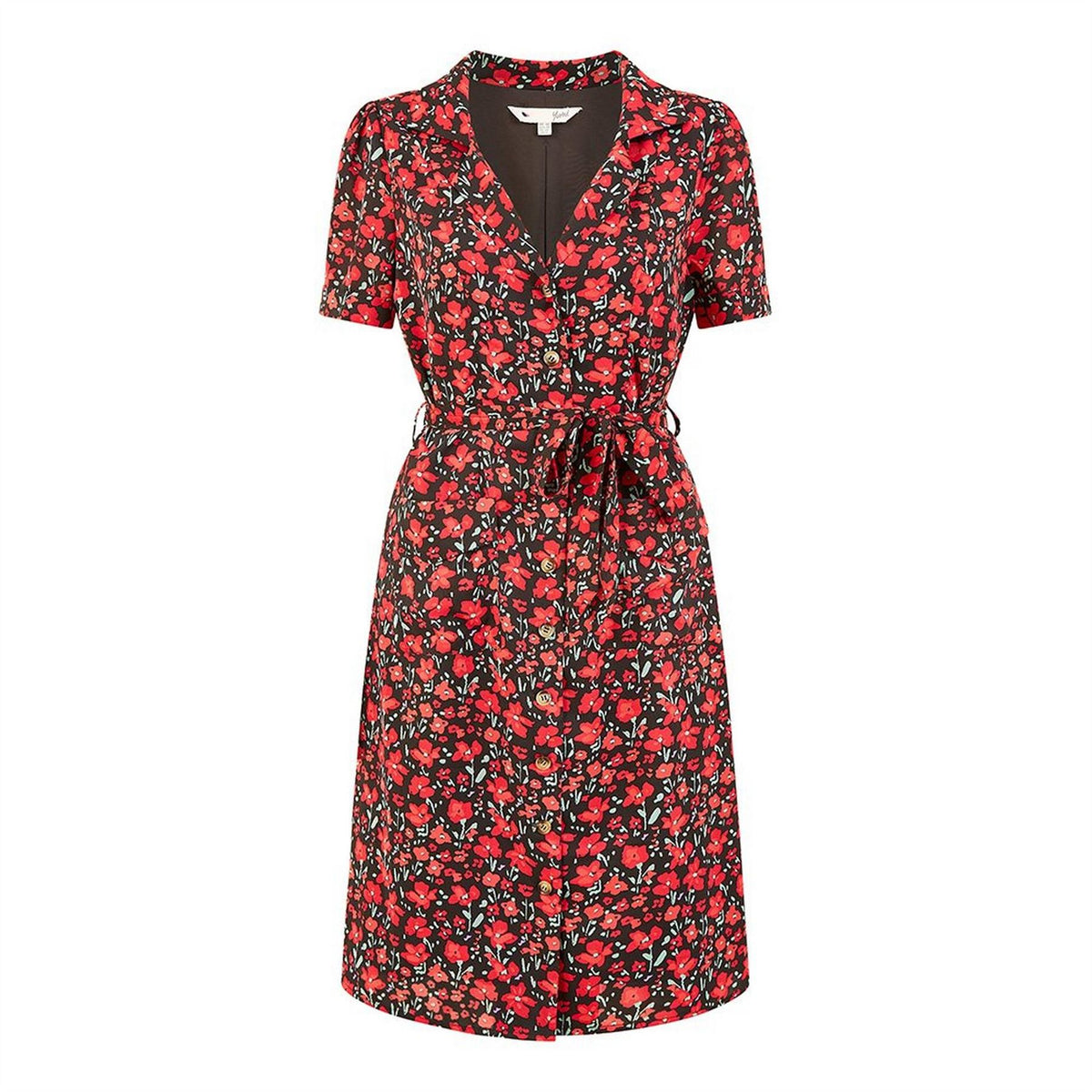 Yumi Poppy Print Retro Shirt Dress
