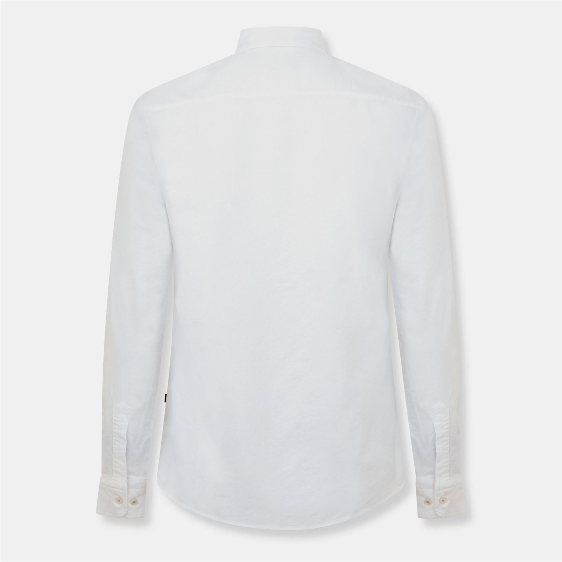 Boss Embroidered Collared Neck Button Down Long Sleeve Shirt