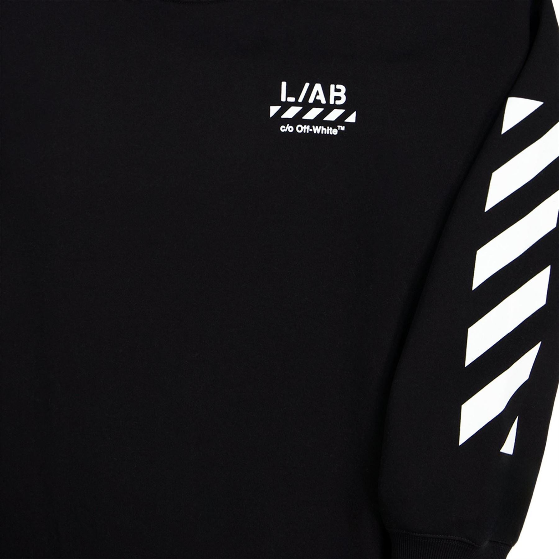 L AB Off White Small Logo Long Sleeve Crew Sweater
