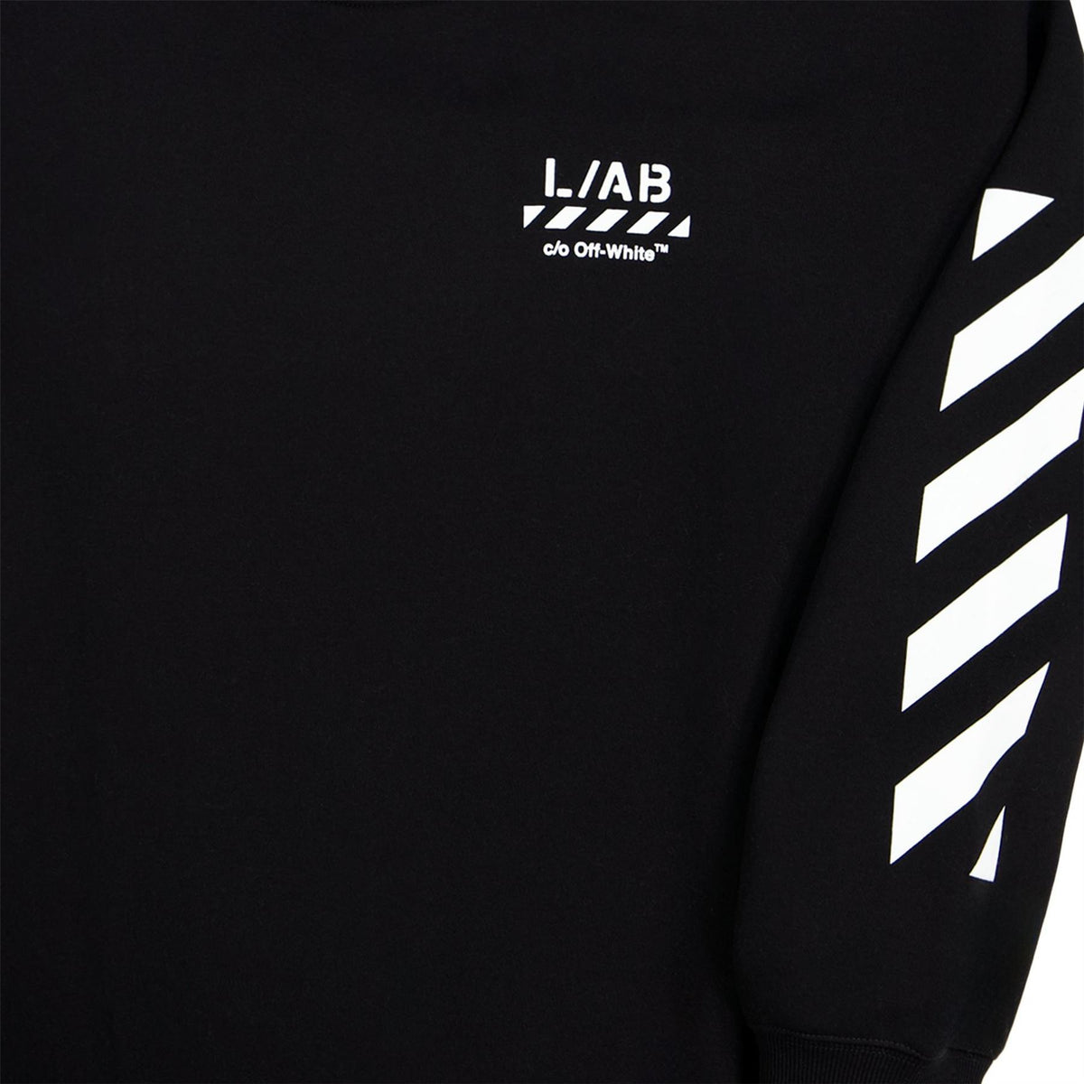 L AB Off White Small Logo Long Sleeve Crew Sweater