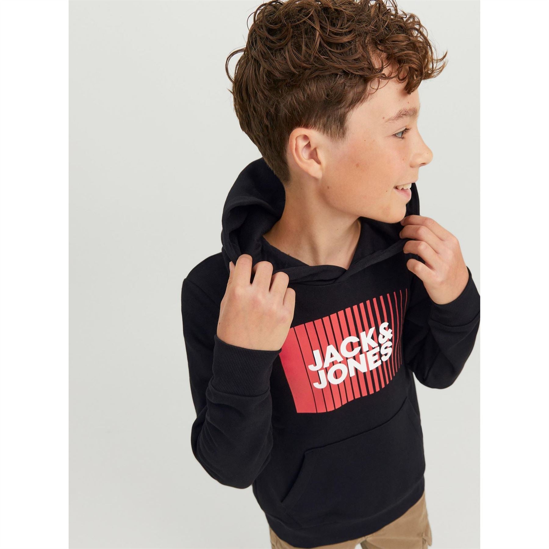 Jack and Jones Play Logo Print Hooded Sweatshirt