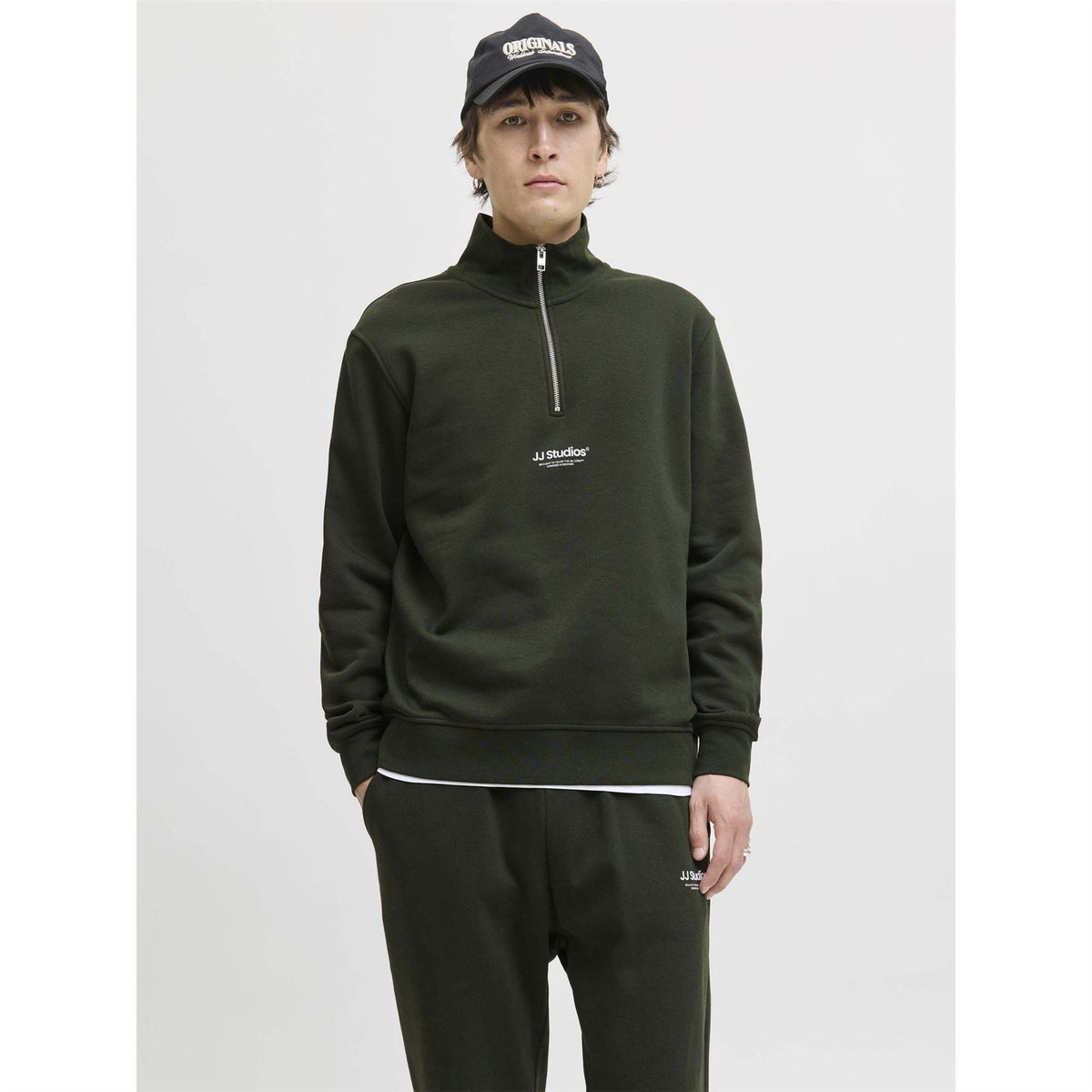 Jack and Jones Jjesoho Sweatshirt Quarter Zip Cotton Fleece Top