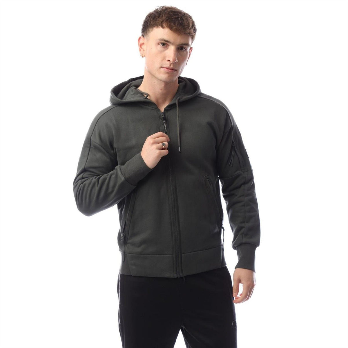 CP Company Raised Fleece Lens Full Zip Hoodie