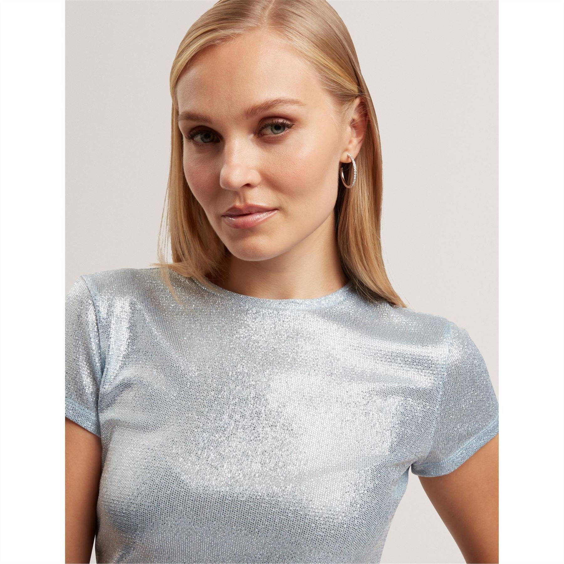 Ted Baker Metallic Crew Neck Short Sleeve Slim Fit T-Shirt