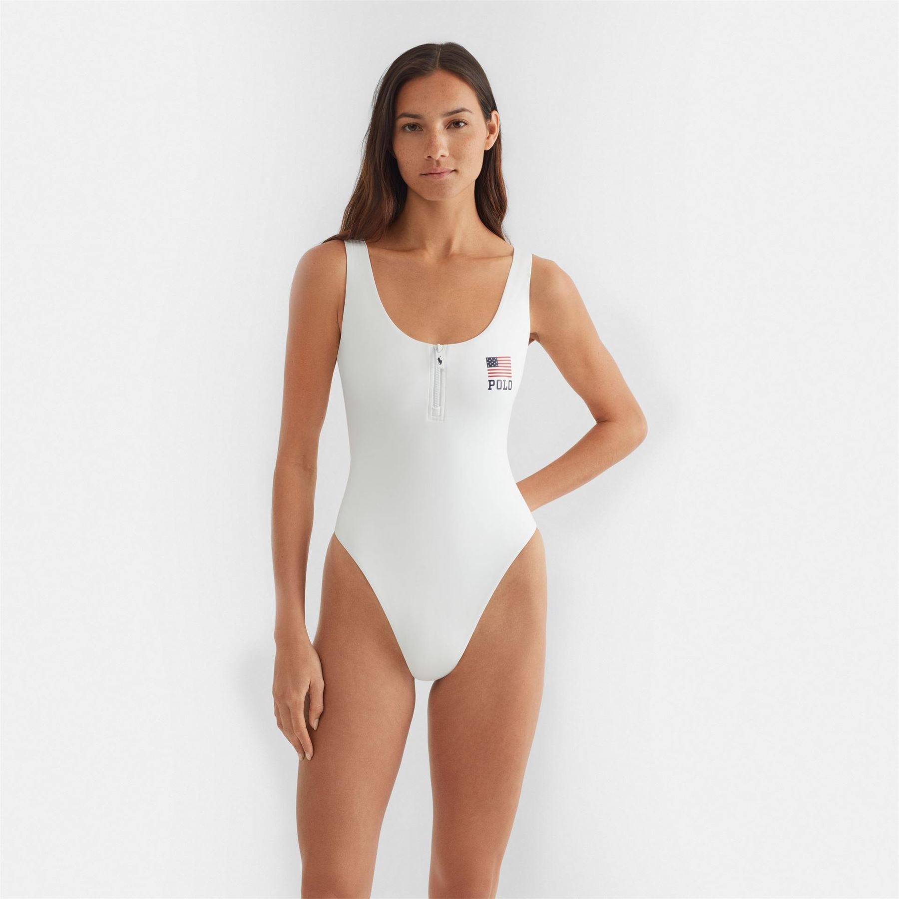 Polo Ralph Lauren Zipper Scoop Neck Swimsuit