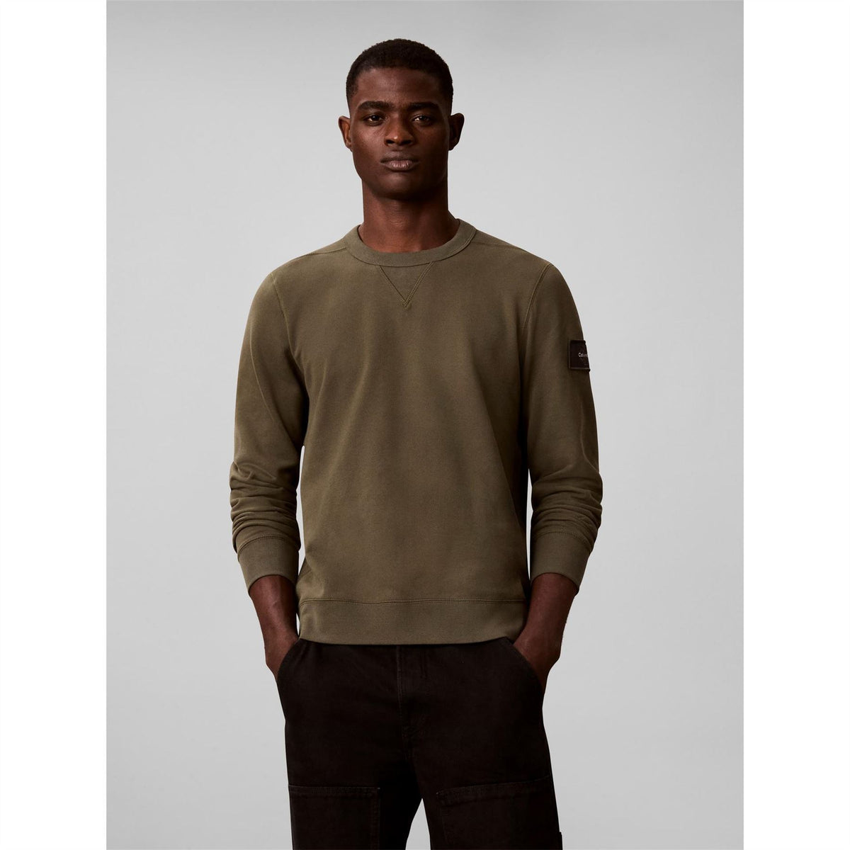 Calvin Klein Jeans Sleeve Badge Cotton Crew Neck Sweatshirt