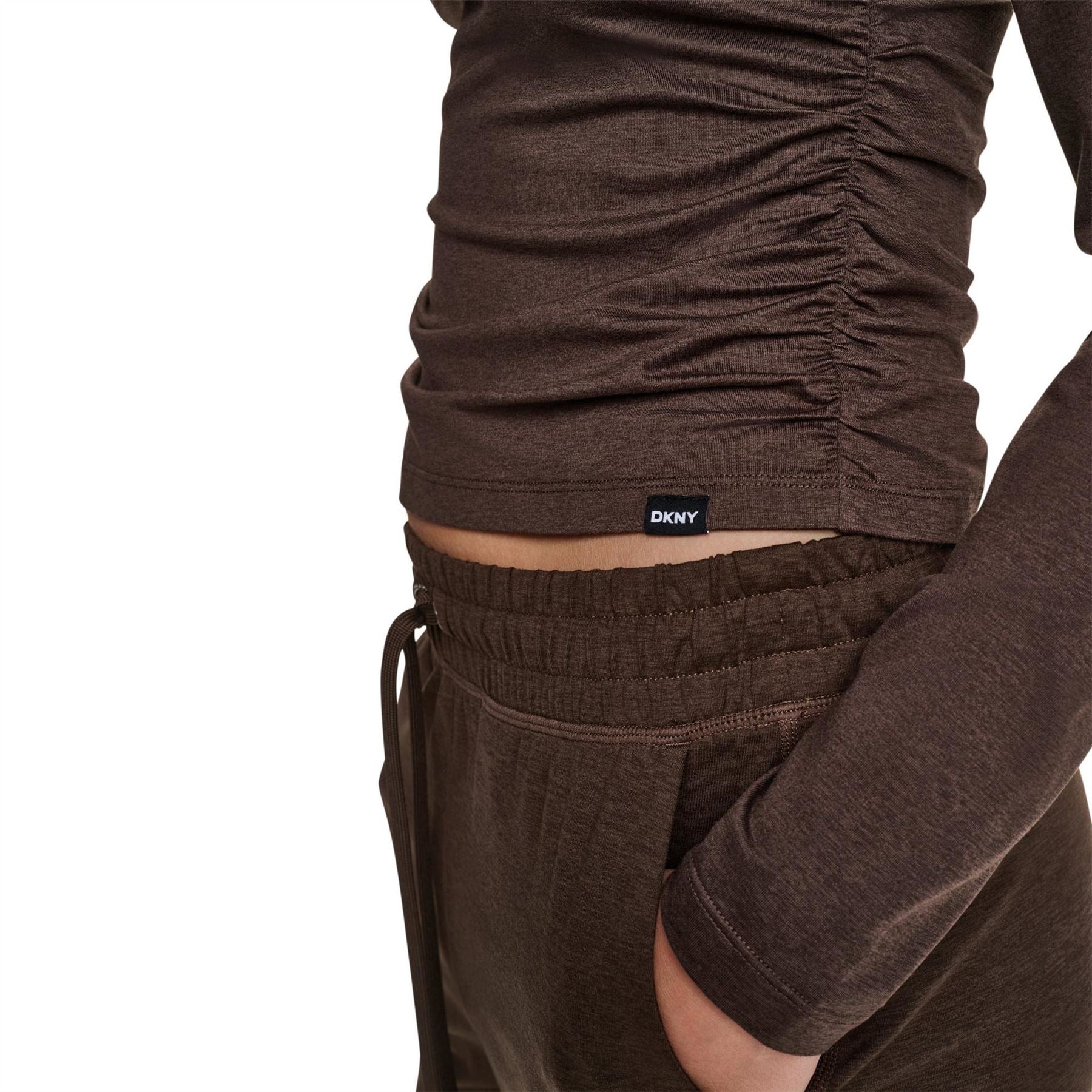DKNY Long Sleeve Ruched Slim Fit T-Shirt