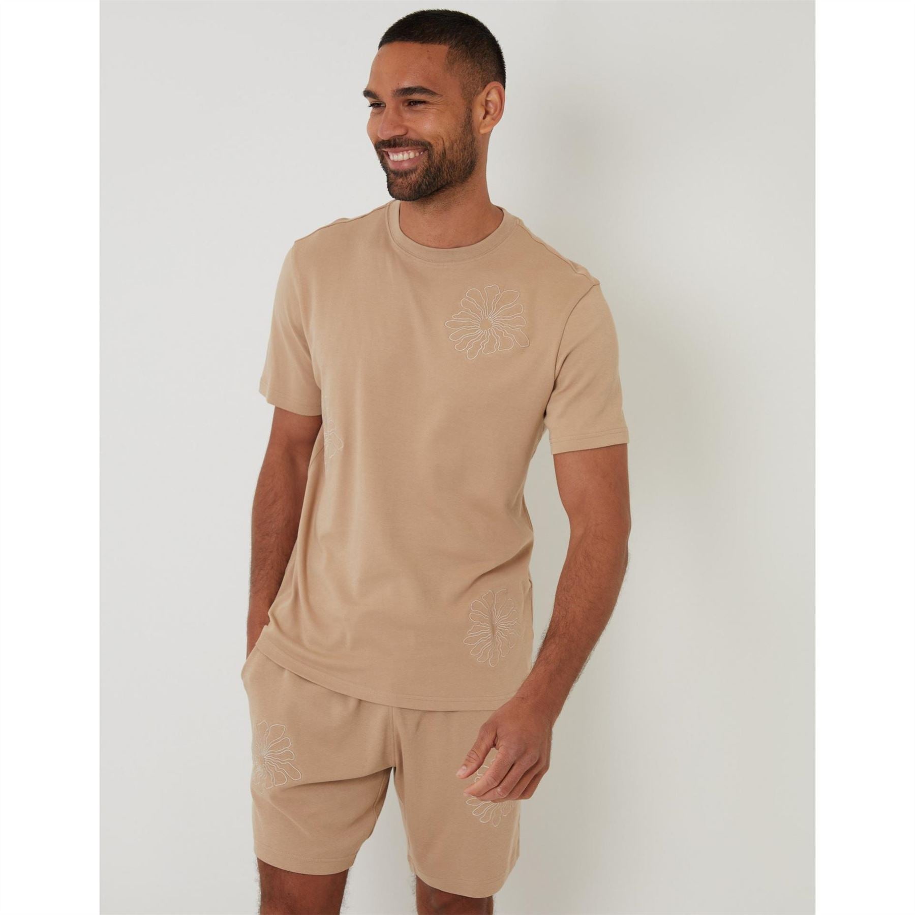 Threadbare Floral Embroidered Regular Fit Crew Neck Short Sleeve T-Shirt