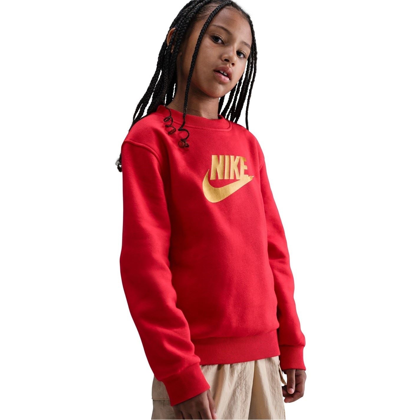 Nike Crew Neck Ribbed Collar Long Sleeve Sweatshirt