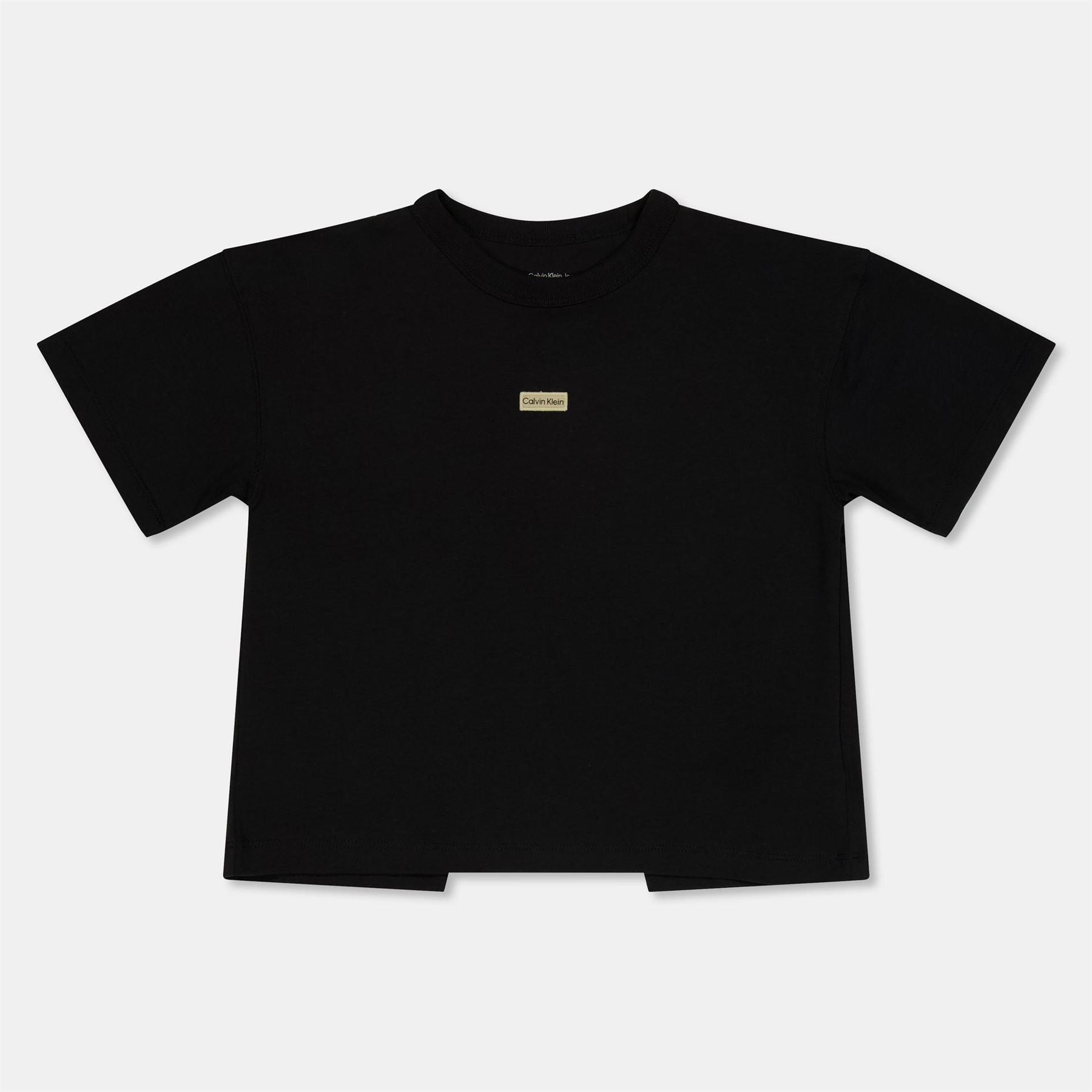 Calvin Klein Jeans Metal Badge Crew Neck Ribbed Collar Short Sleeve Jersey Tee
