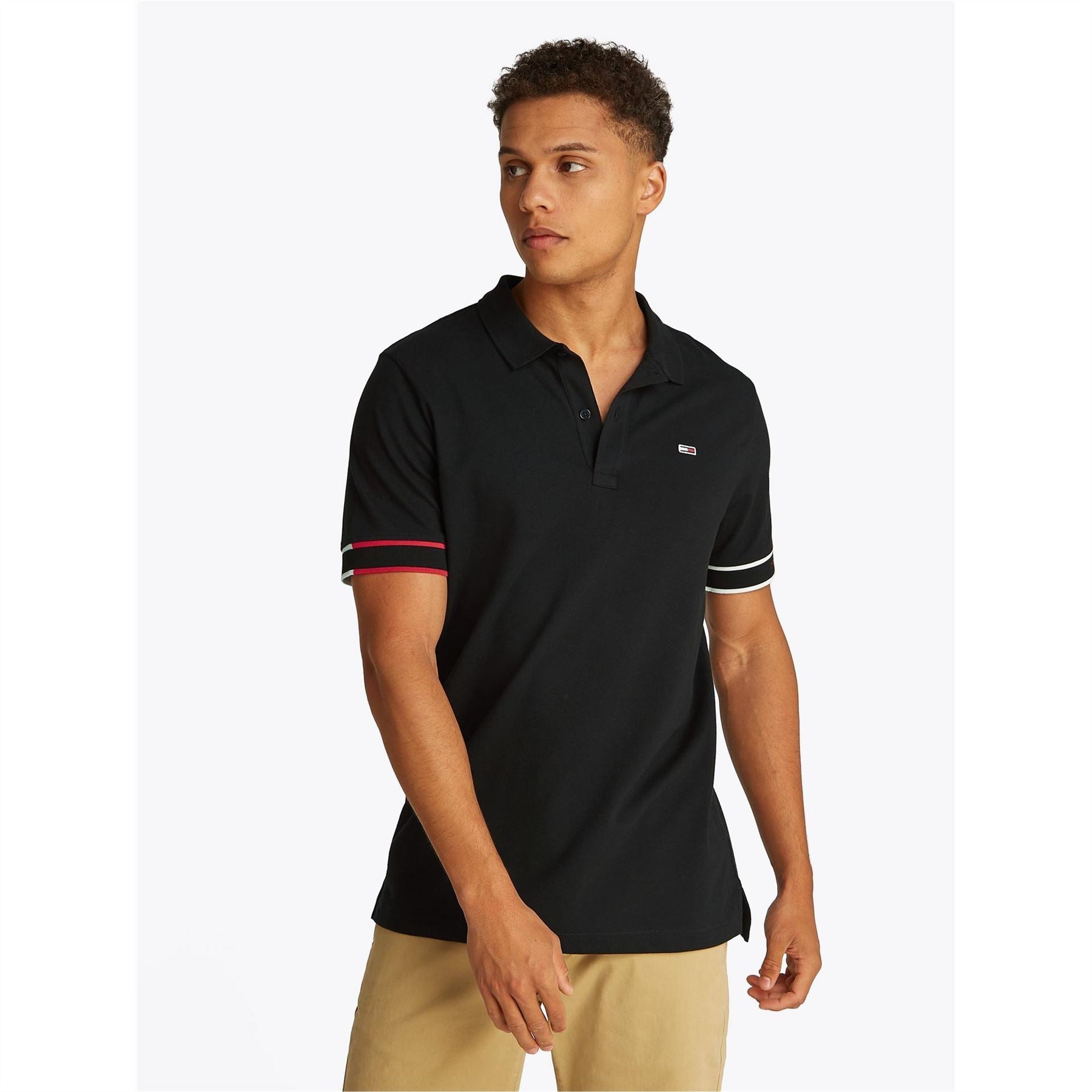 Tommy Jeans Slim Fit Flag Graphic Collared Short Sleeve Polo
