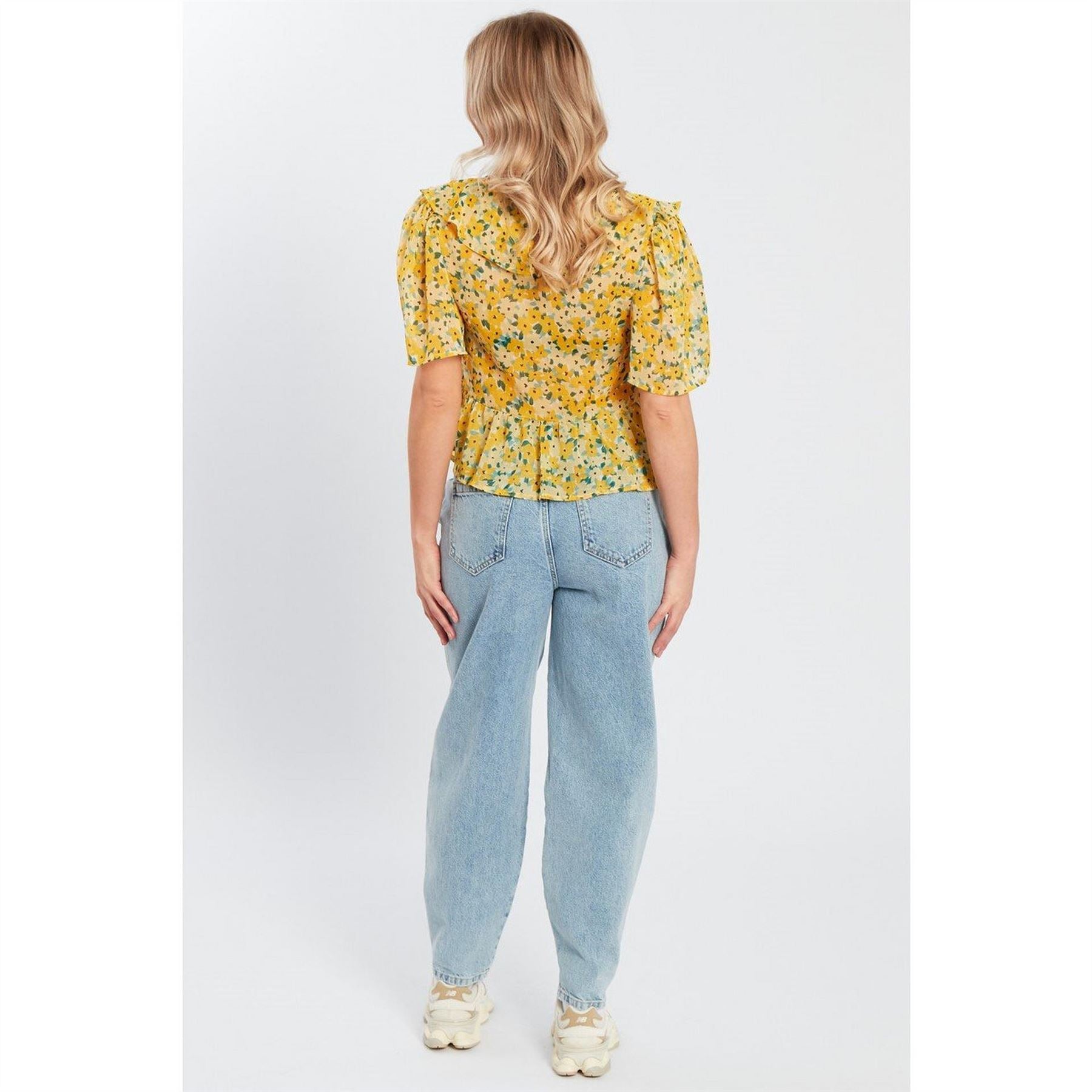 Influence Floral Ruffle Short Sleeve Blouse