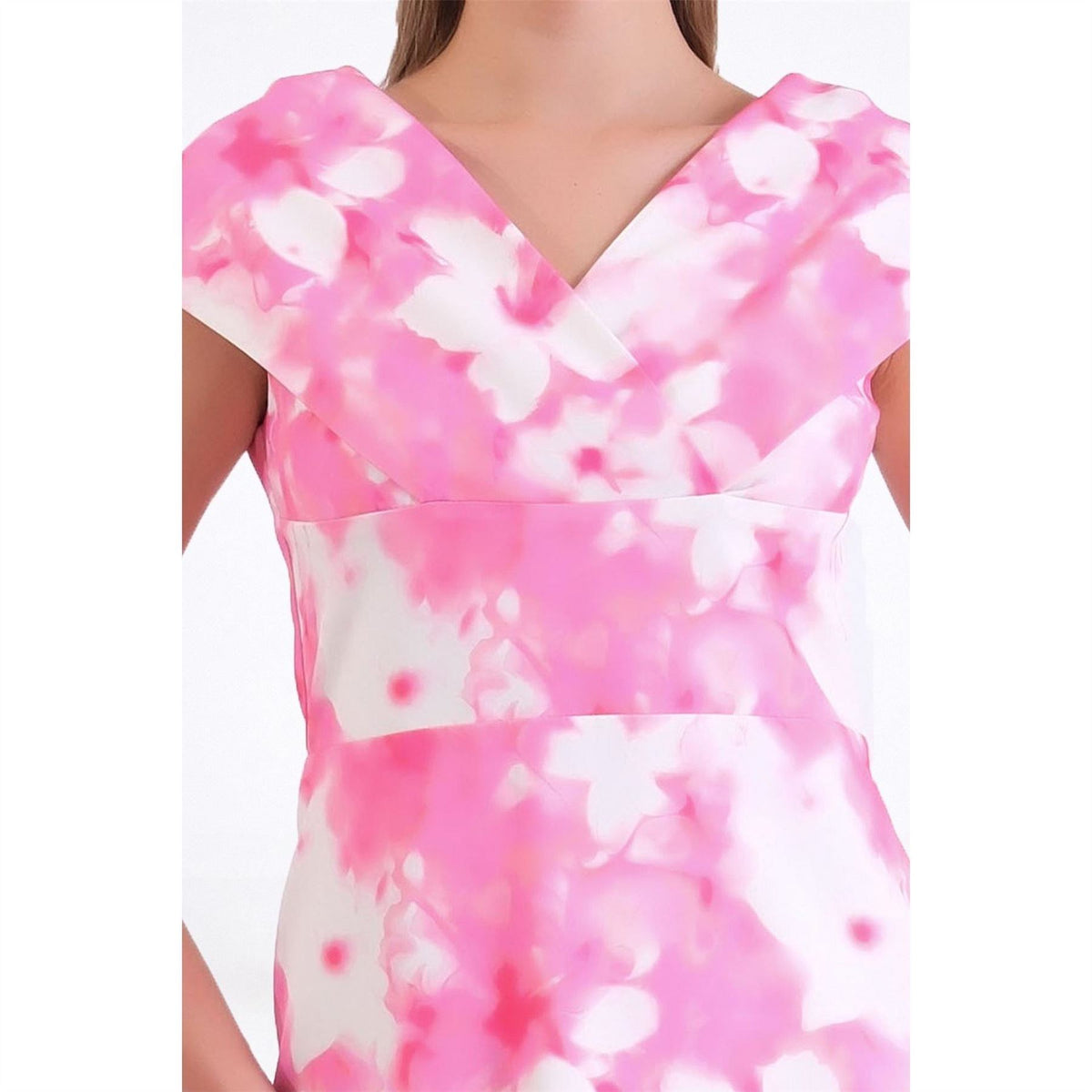 Ella Boo Pink  And  White Floral Print Midi Dress