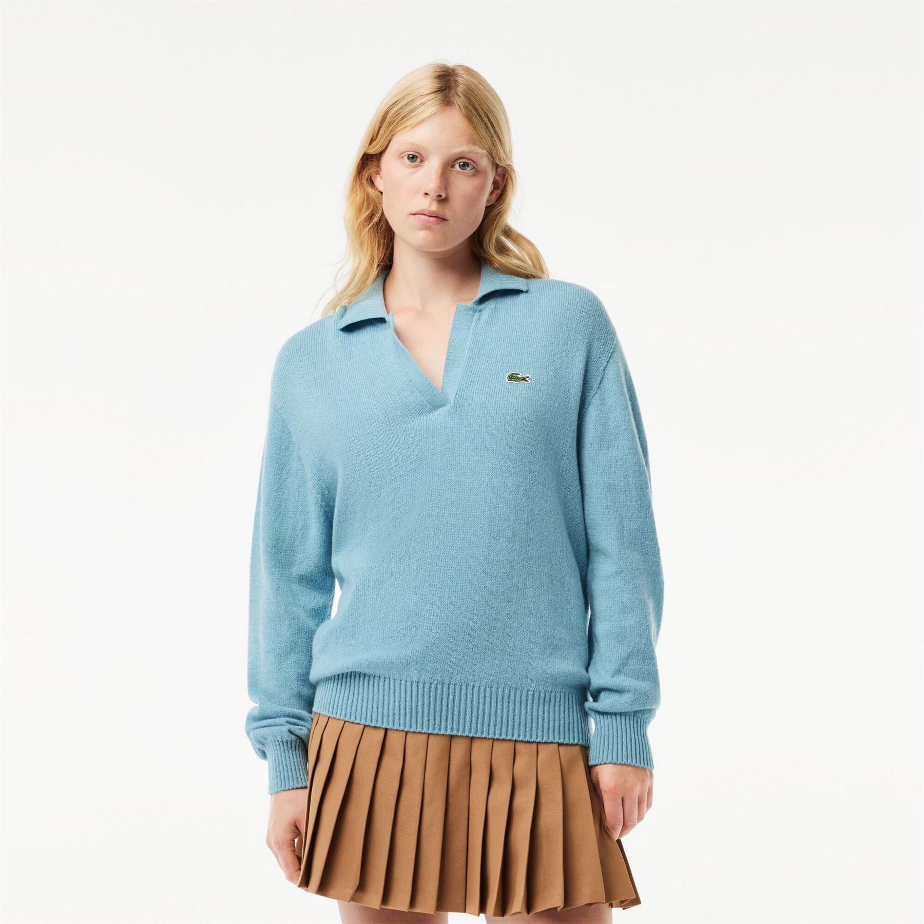 Lacoste Crocodile Logo Collared Neck Long Sleeve Sweater
