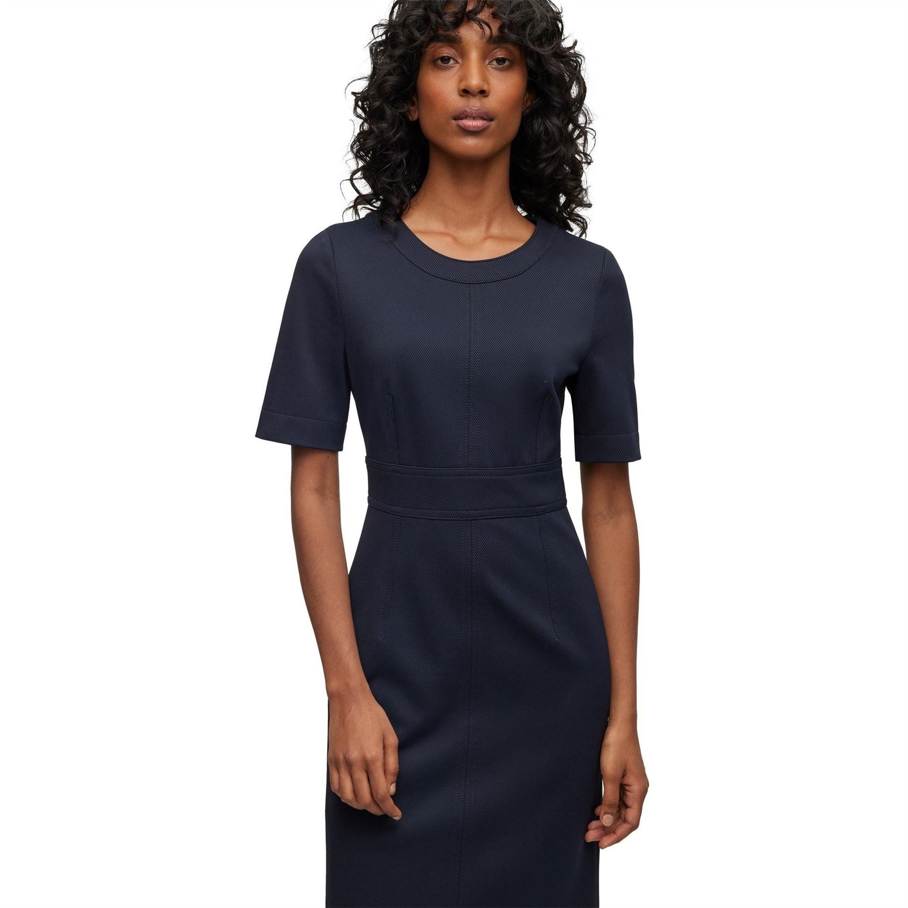 Boss Dirula Jewel Neck Short Sleeve Knee Length Dress