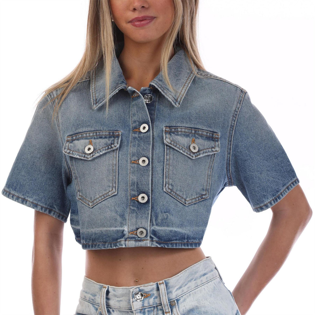 Off White Cropped Shirt