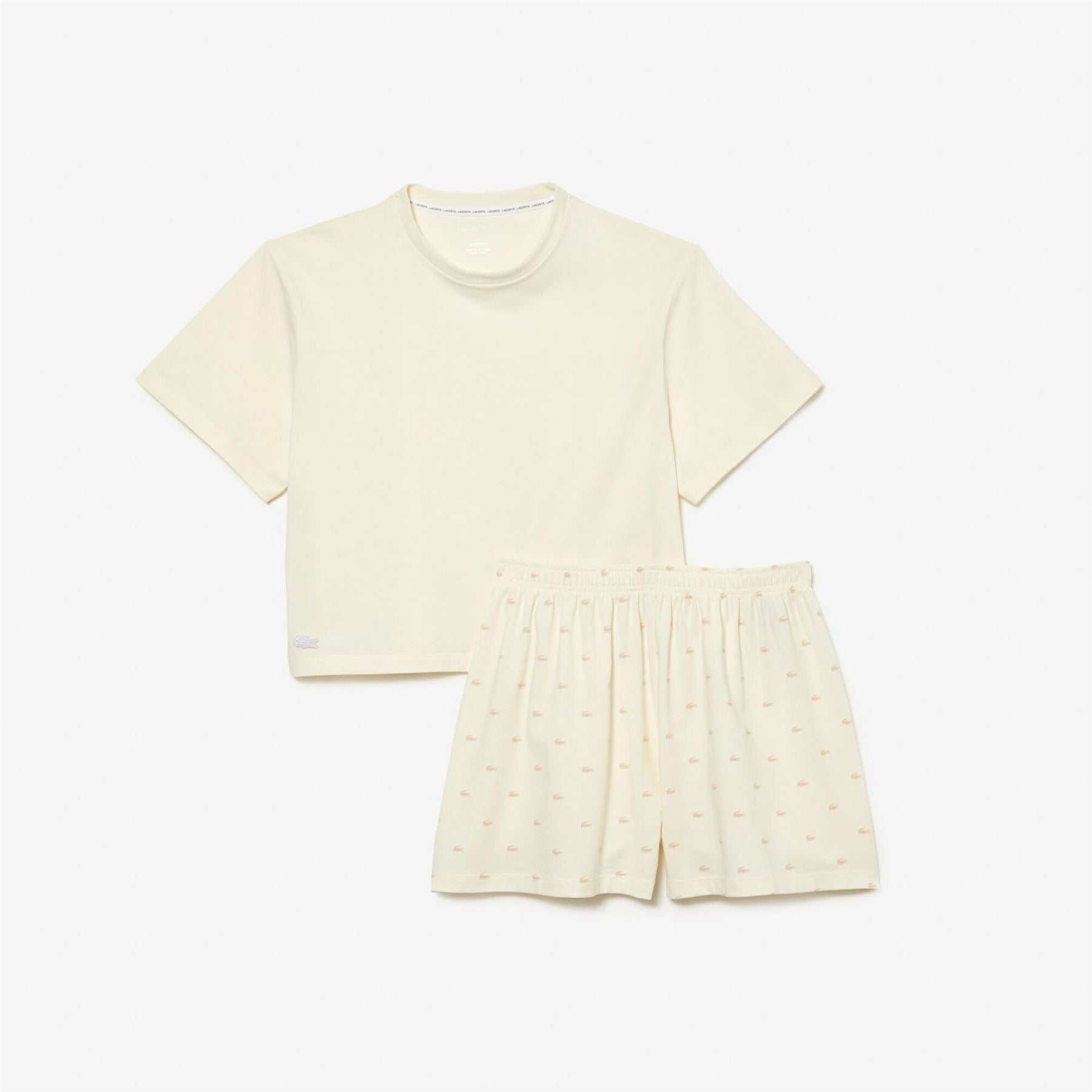 Lacoste Shorts  And  T-Shirt Pyjama Set