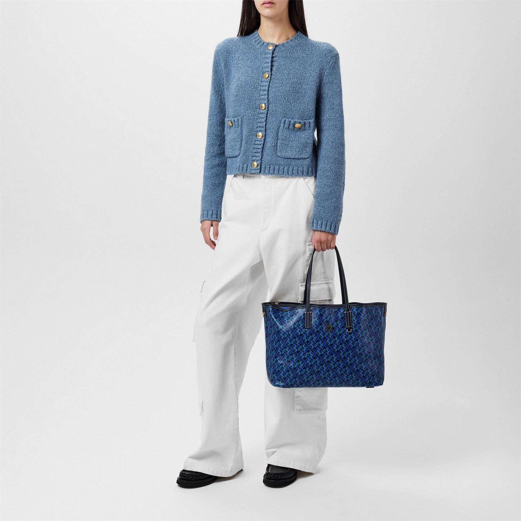 Tommy Hilfiger Textured Gold Button Cardigan