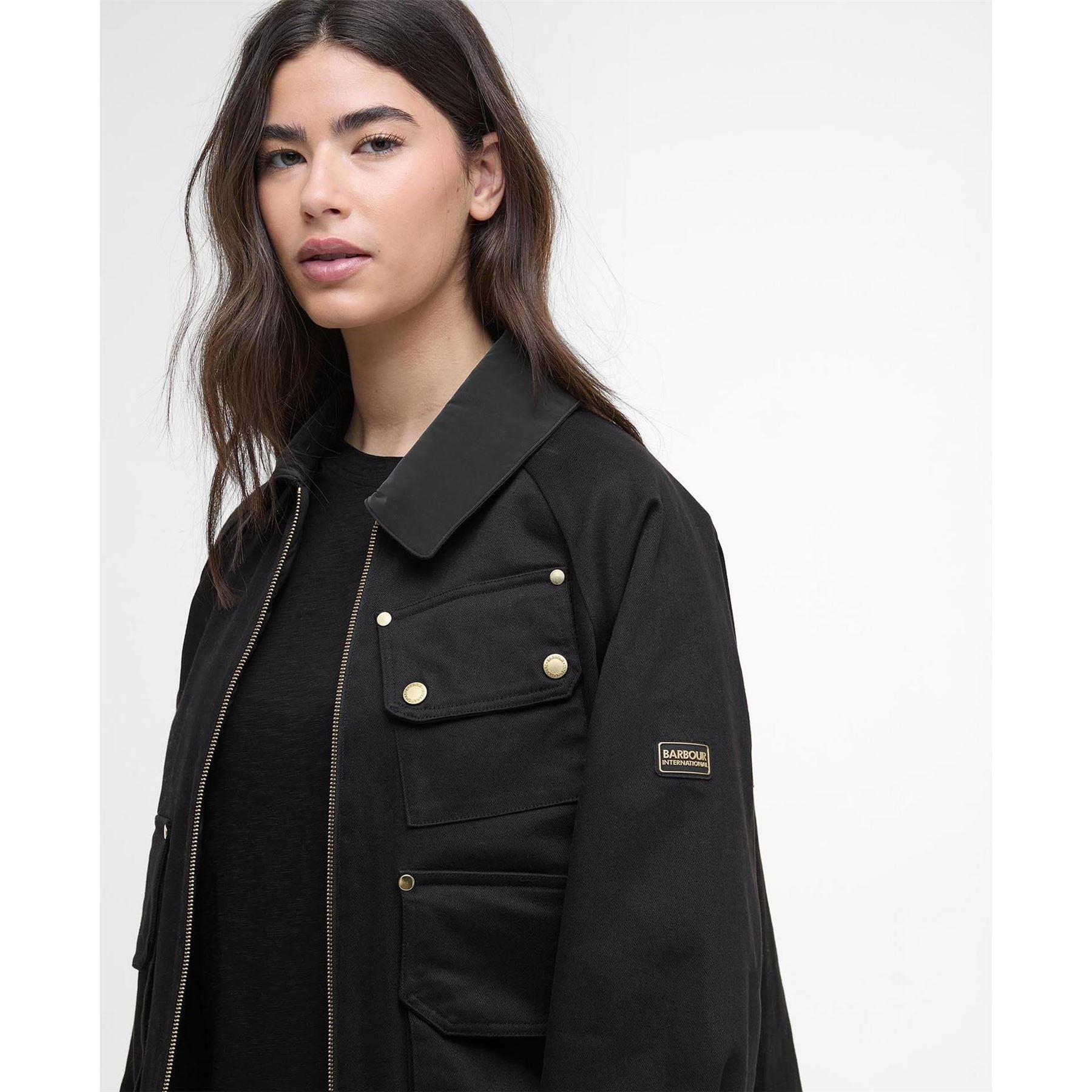 Barbour International Warlock Heavy Cotton Faux Velvet Collar Boxy Coach Jacket