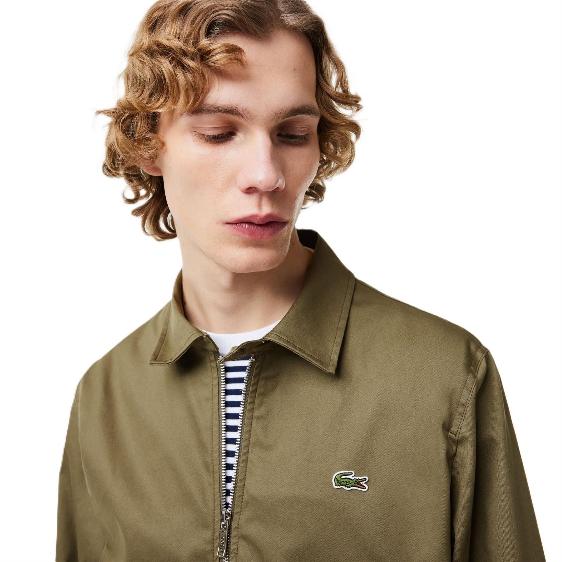 Lacoste Solid Bomber Jacket with Logo