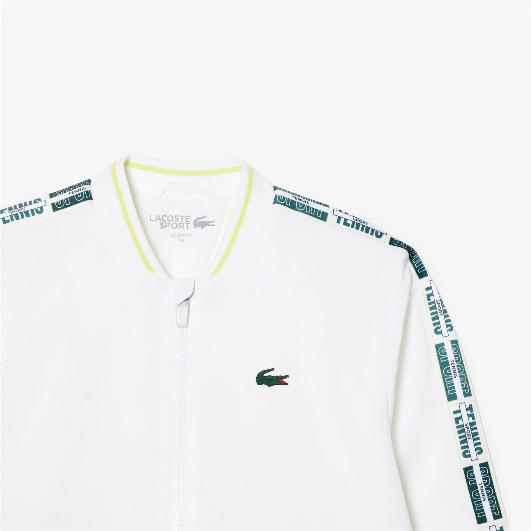 Lacoste Crocodile Logo Lacoste Lettering Crew Neck Bomber Collar Athletic Top