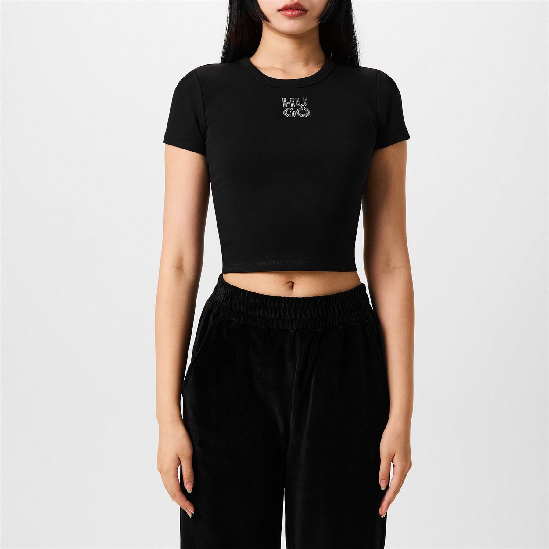 Hugo Cropped Crew Neck Relaxed Fit T-Shirt