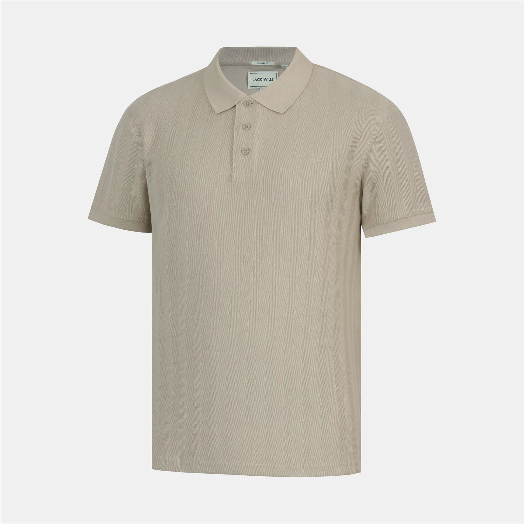 Jack Wills Herringbone Cotton Short Sleeve Polo Shirt