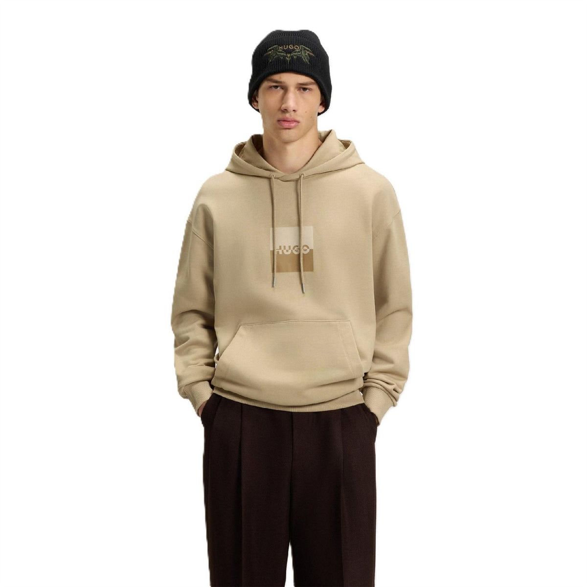 Hugo Hooded Neck Drop Shoulder Long Sleeve Sweatshirt