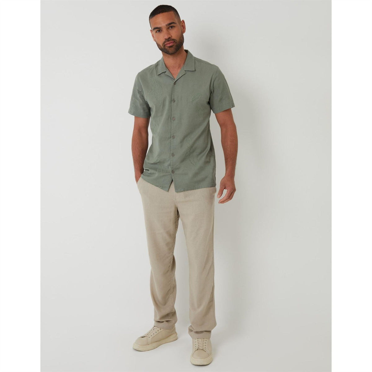 Threadbare Maples Embroidered Regular Fit Short Sleeve Shirt