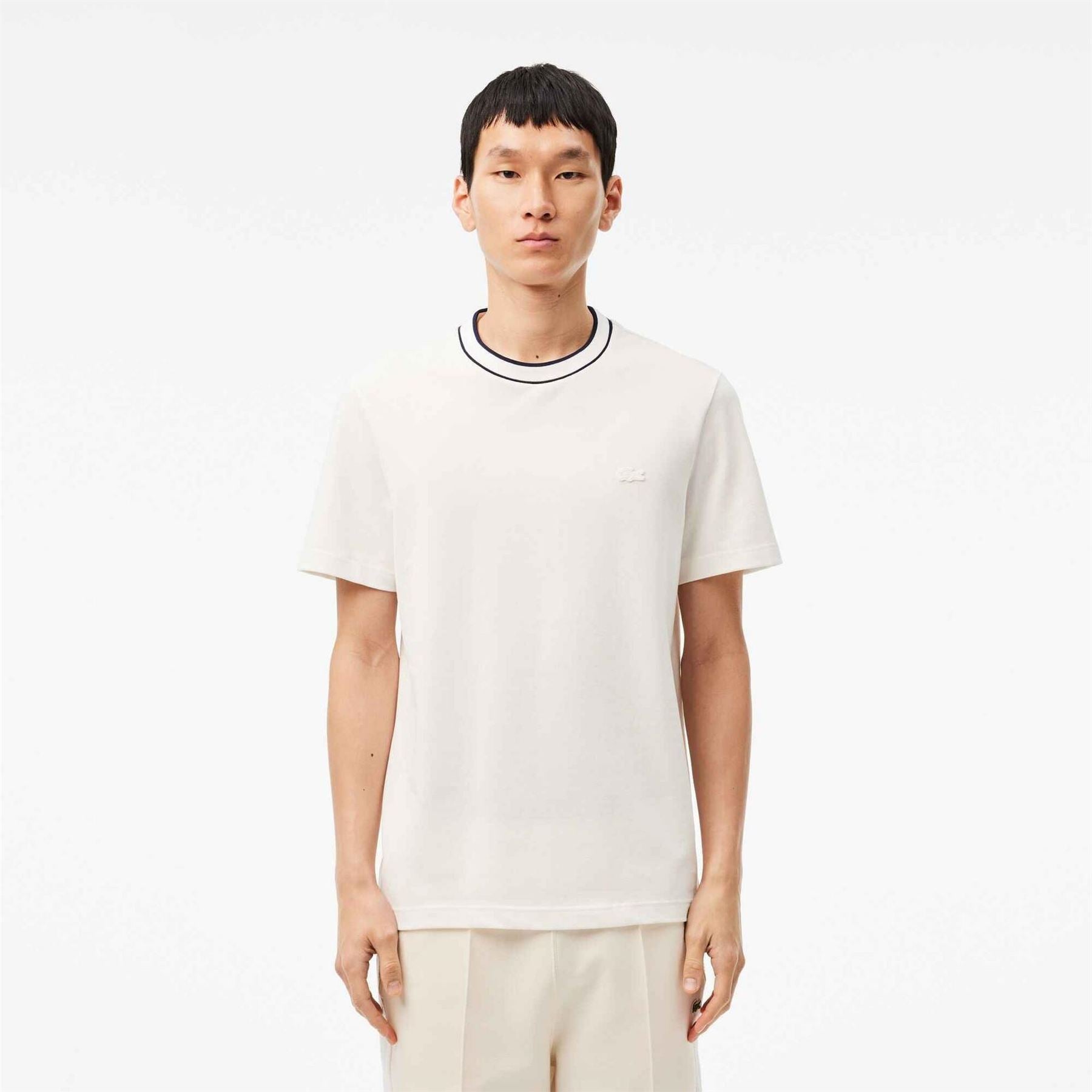 Lacoste Pique Stripe Collar T-Shirt