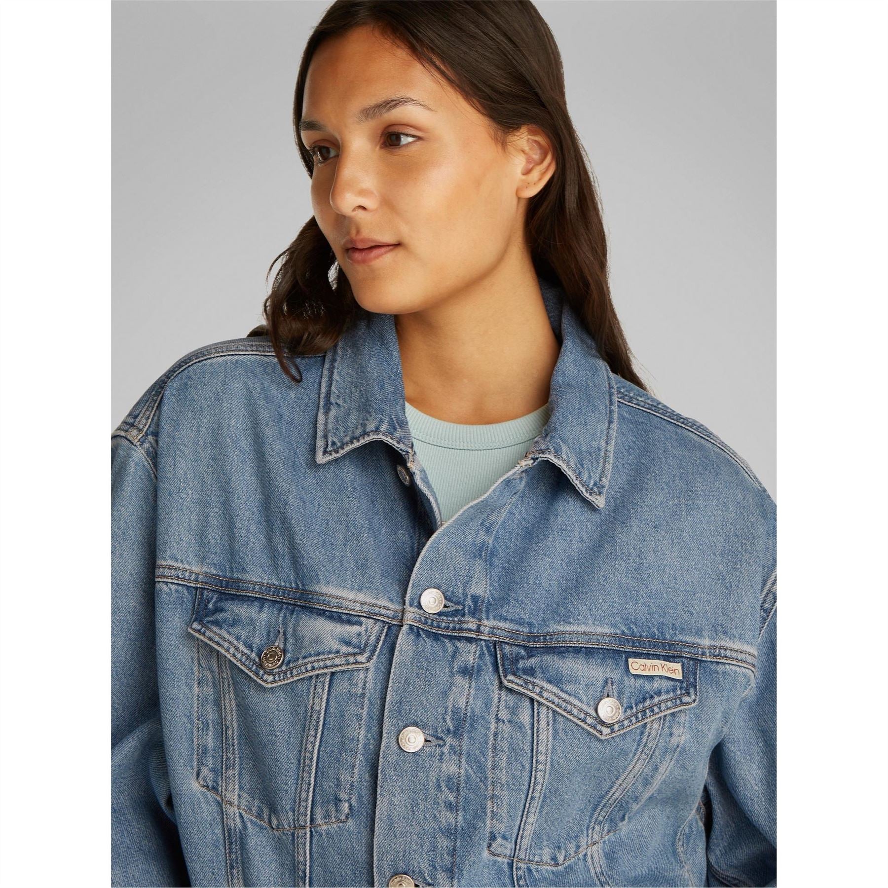 Calvin Klein Jeans Solid Patterned Denim Jacket