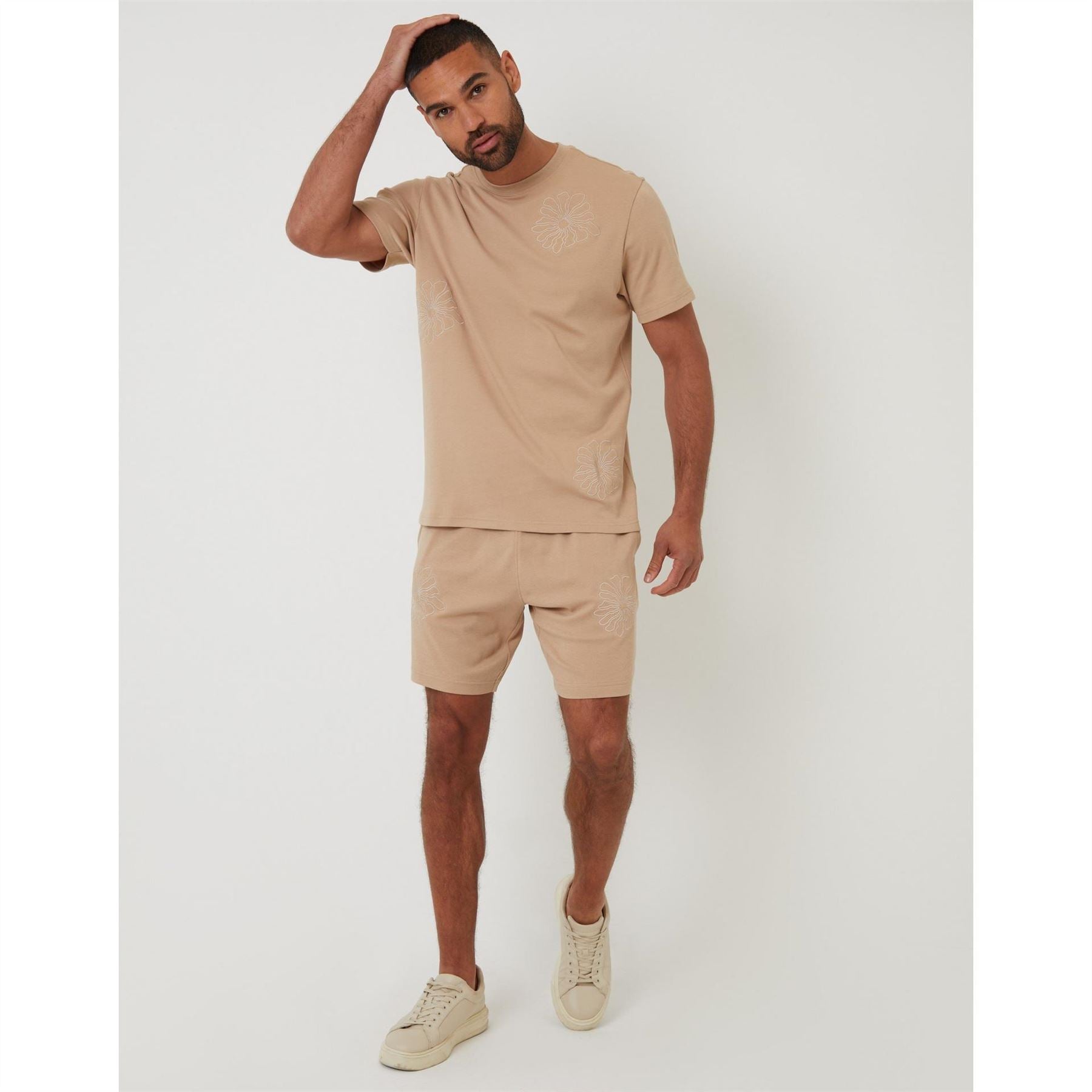 Threadbare Floral Embroidered Regular Fit Crew Neck Short Sleeve T-Shirt