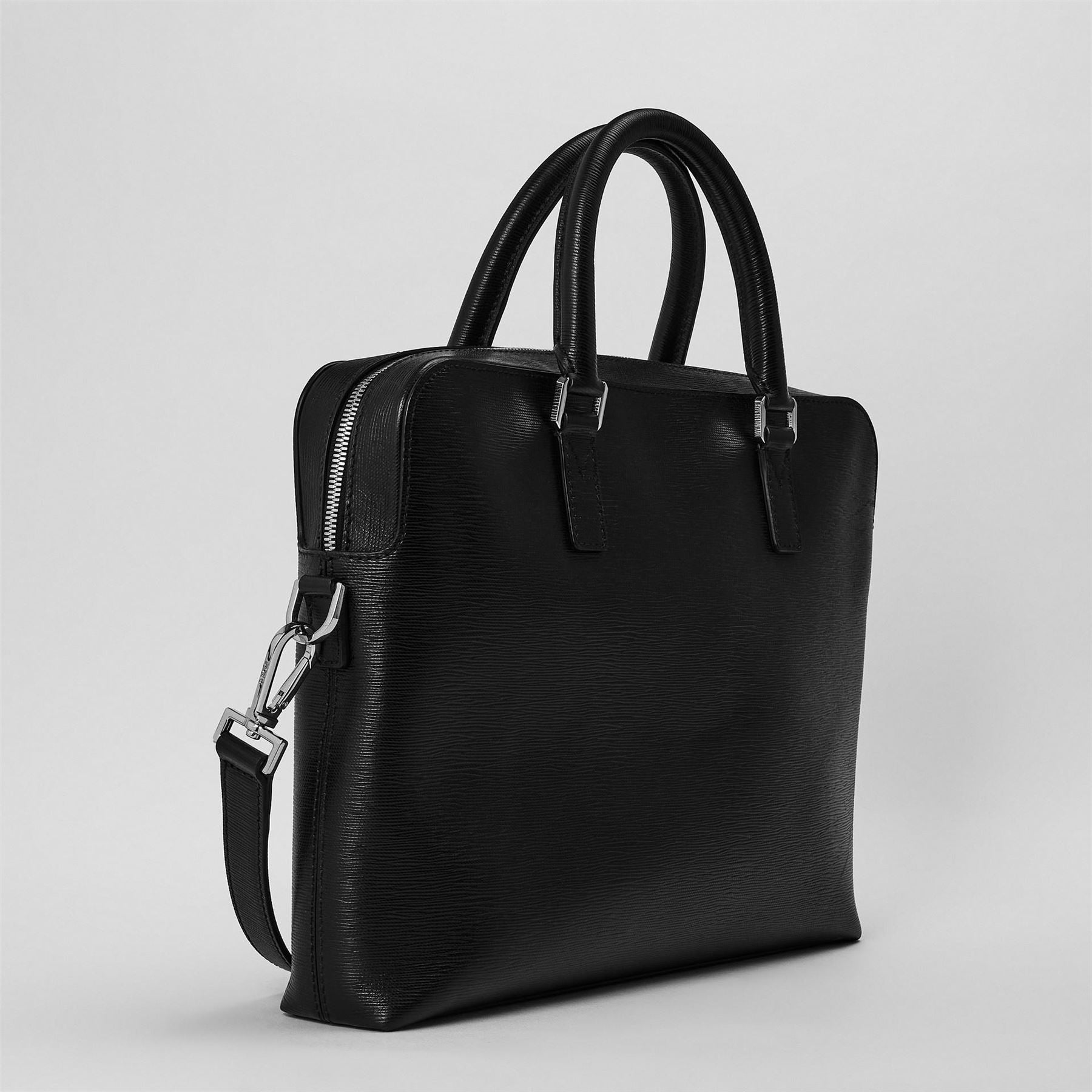 Boss Gallerya Textured Briefcase with Silver Tone Hardware