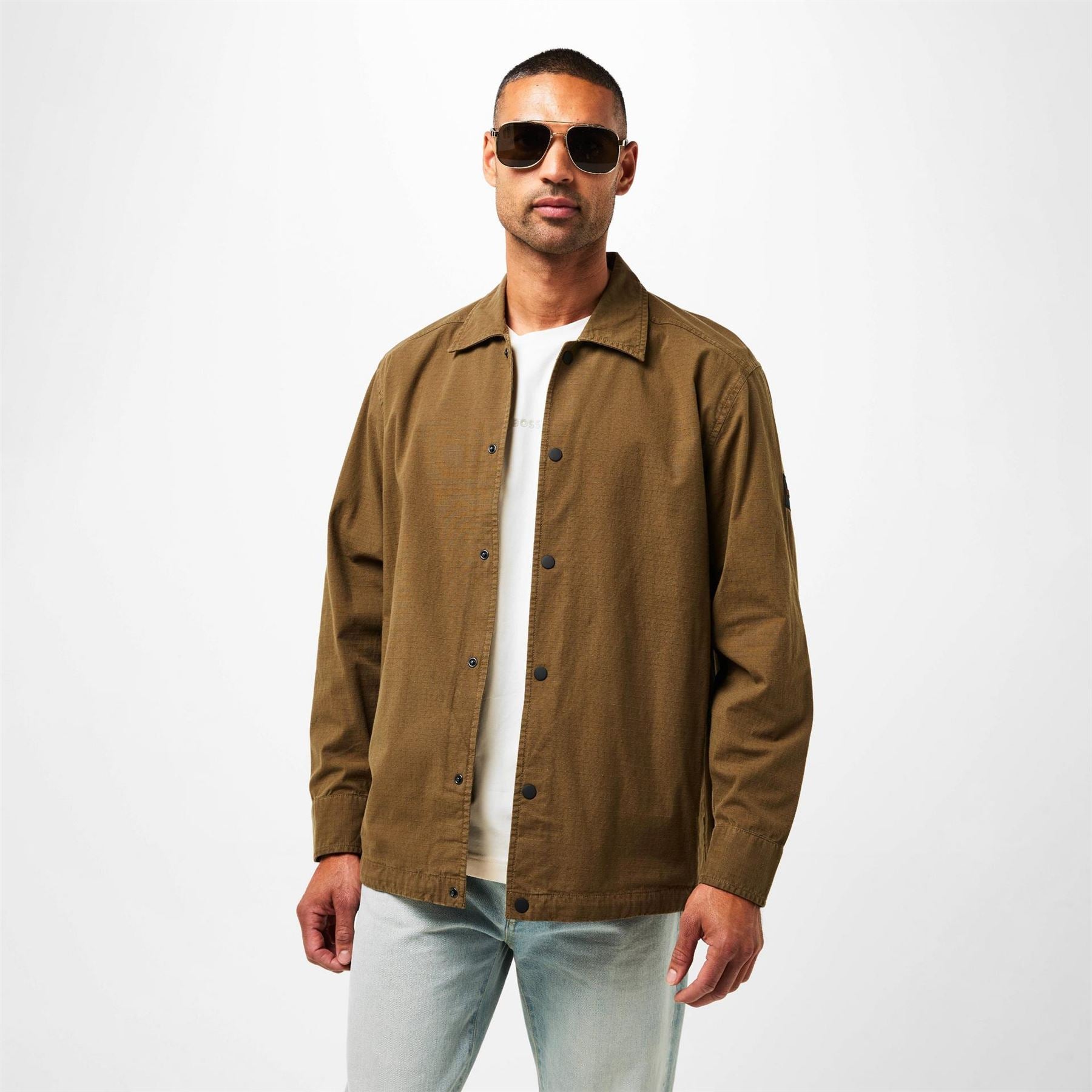 Boss Labib Cotton Long Sleeve Water Resistant Overshirt