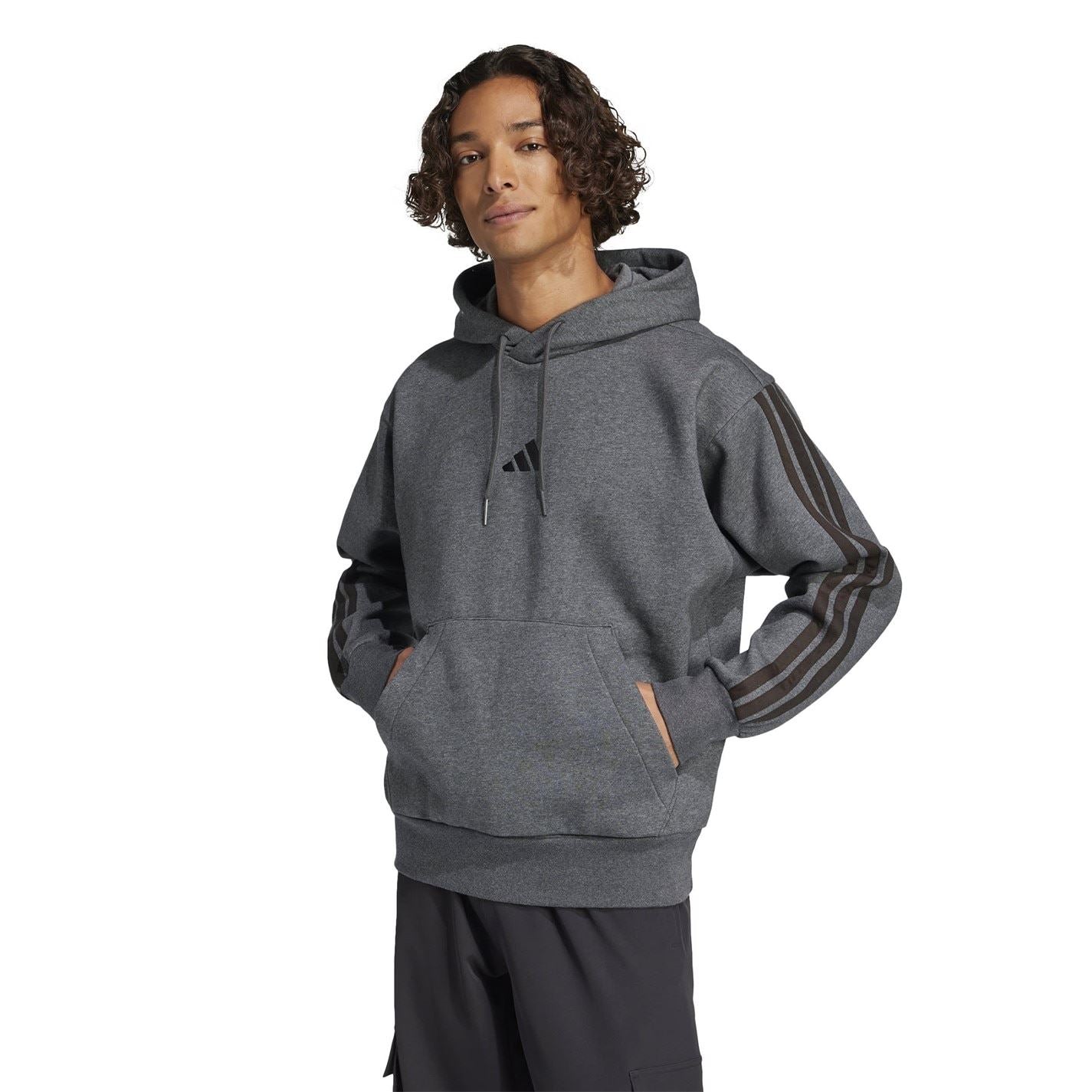 adidas Mens Fleece 3 Stripes Hoodie